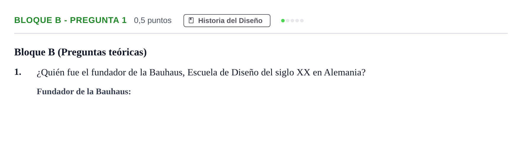Enunciado: Bloque B - Pregunta 1 · Diseño PAU Andalucía Examen 2 2020