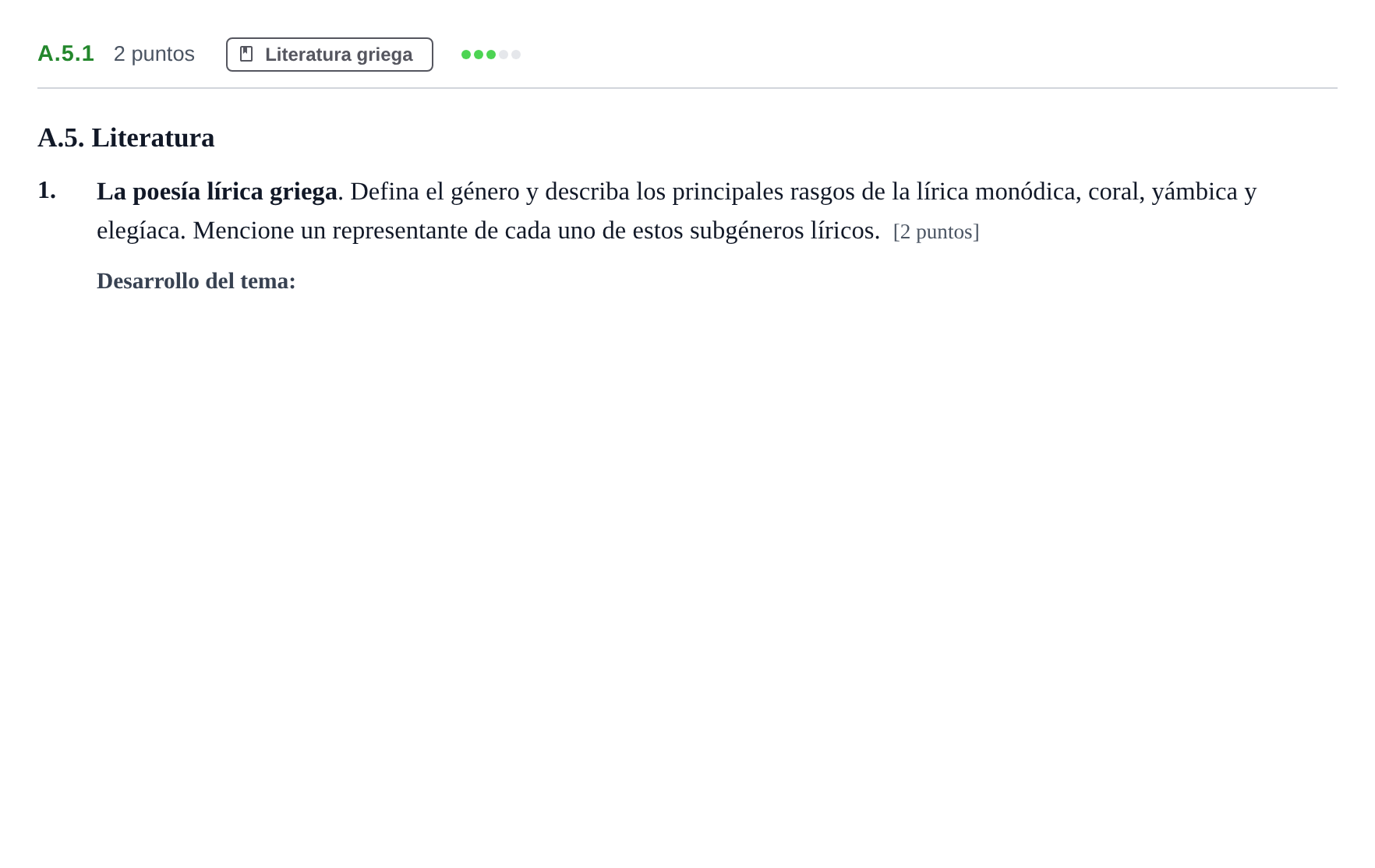 Enunciado: Ejercicio A.5.1 · Griego II PAU Madrid Ordinaria 2020