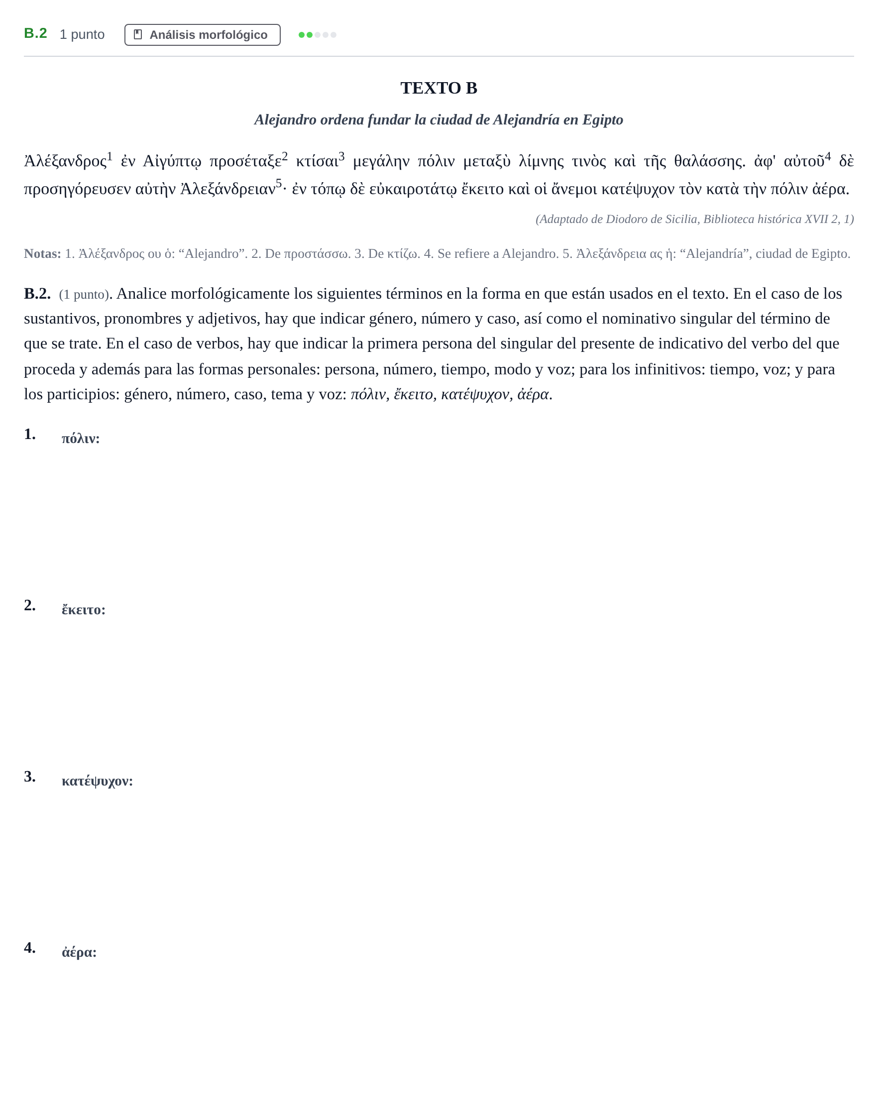 Enunciado: Ejercicio B.2 · Griego II PAU Madrid Ordinaria 2020