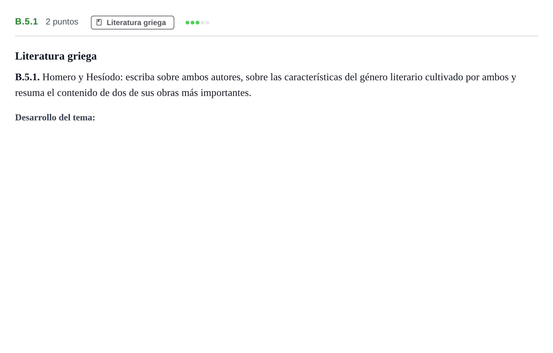 Enunciado: Ejercicio B.5.1 · Griego II PAU Madrid Ordinaria 2020