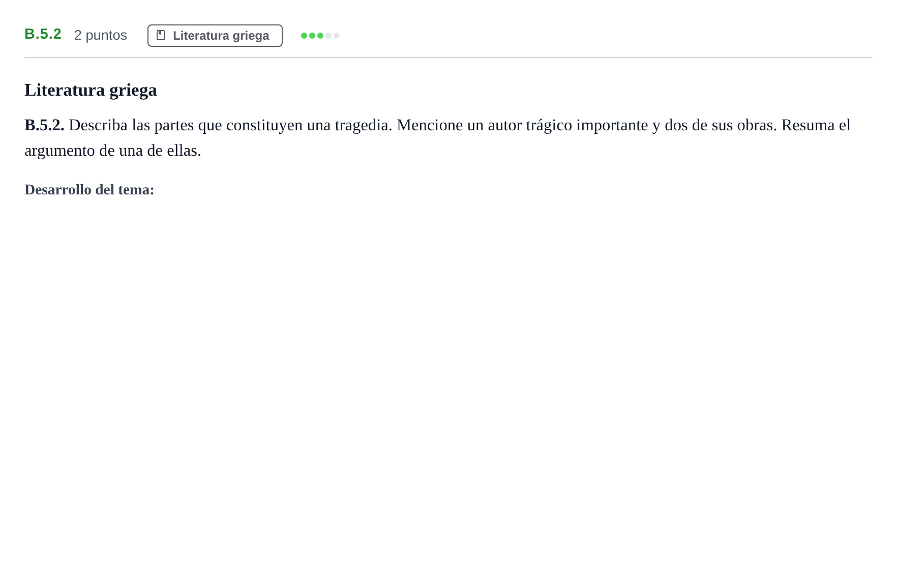 Enunciado: Ejercicio B.5.2 · Griego II PAU Madrid Ordinaria 2020