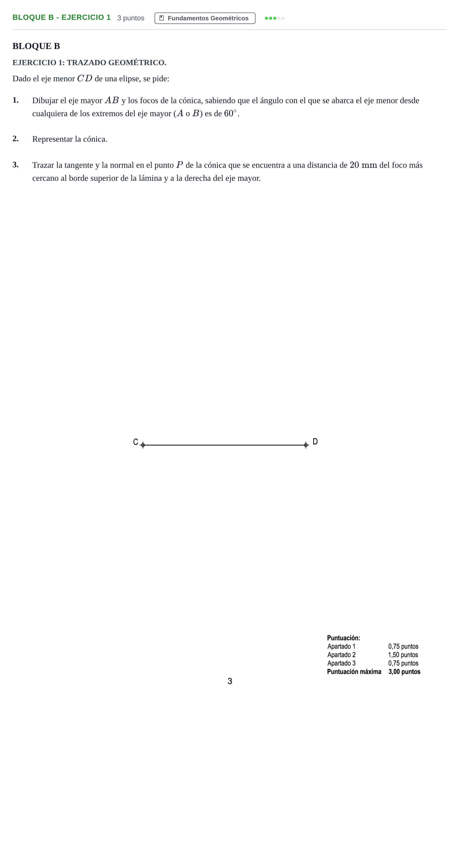 Enunciado: Bloque B - Ejercicio 1 · Dibujo técnico II PAU Andalucía Examen E 2020