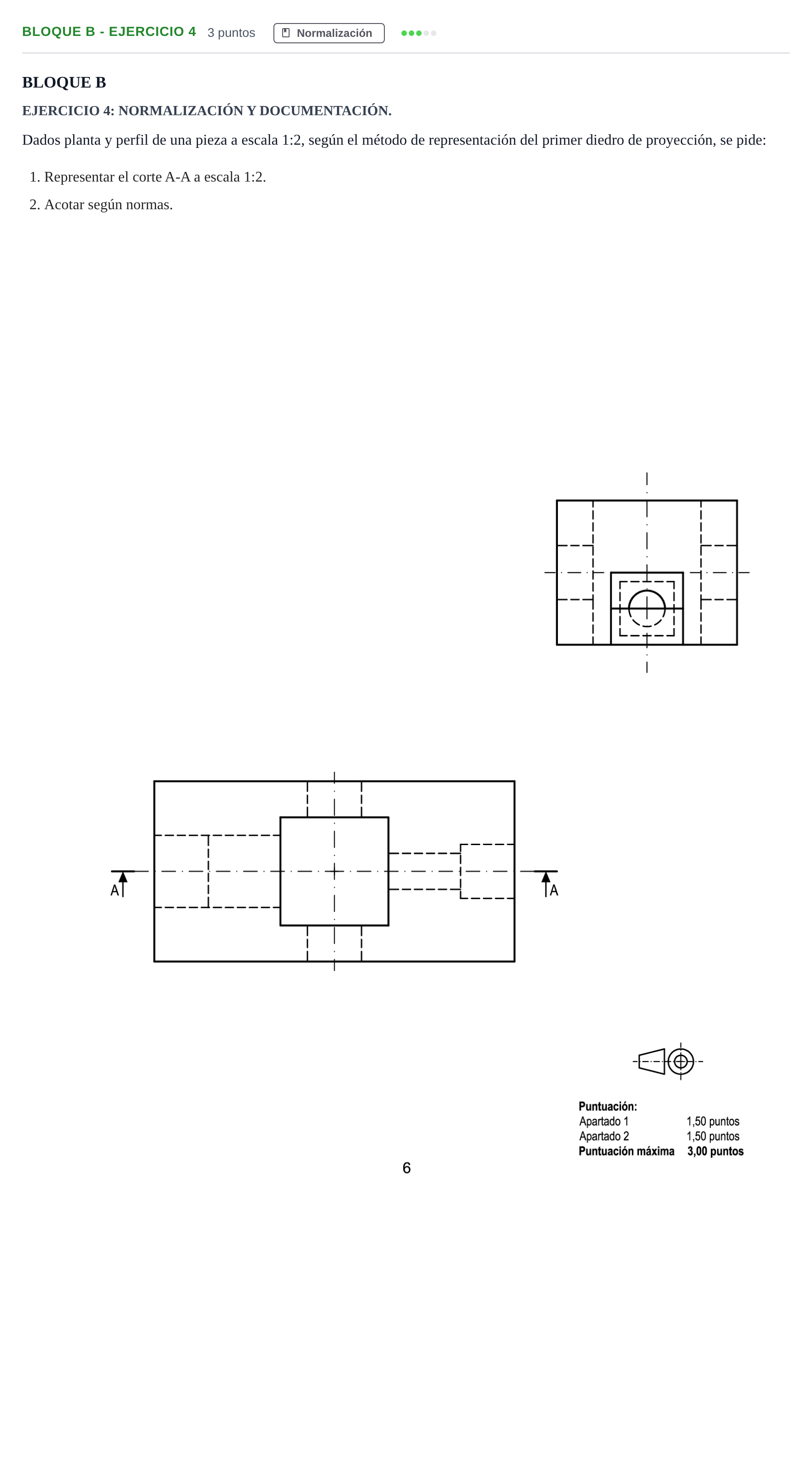 Enunciado: Bloque B - Ejercicio 4 · Dibujo técnico II PAU Andalucía Examen E 2020