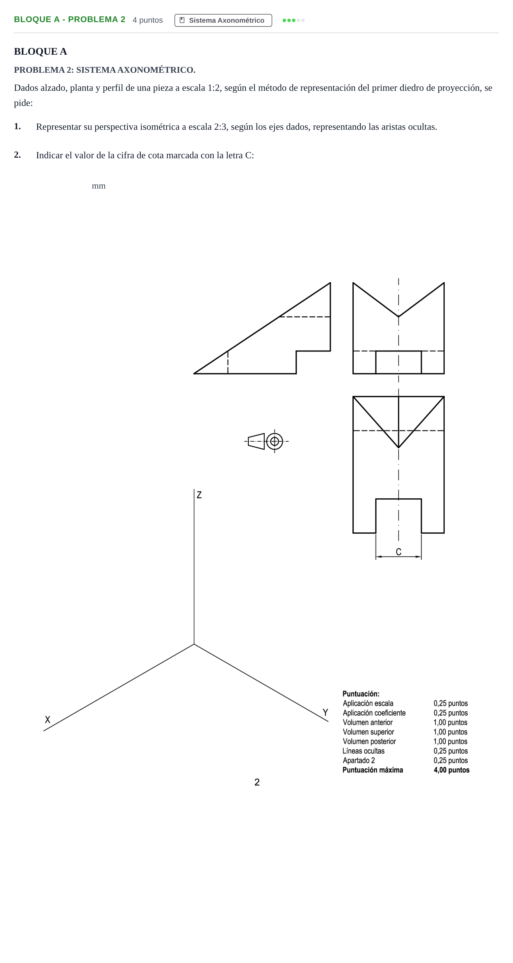 Enunciado: Bloque A - Problema 2 · Dibujo técnico II PAU Andalucía Examen F 2020