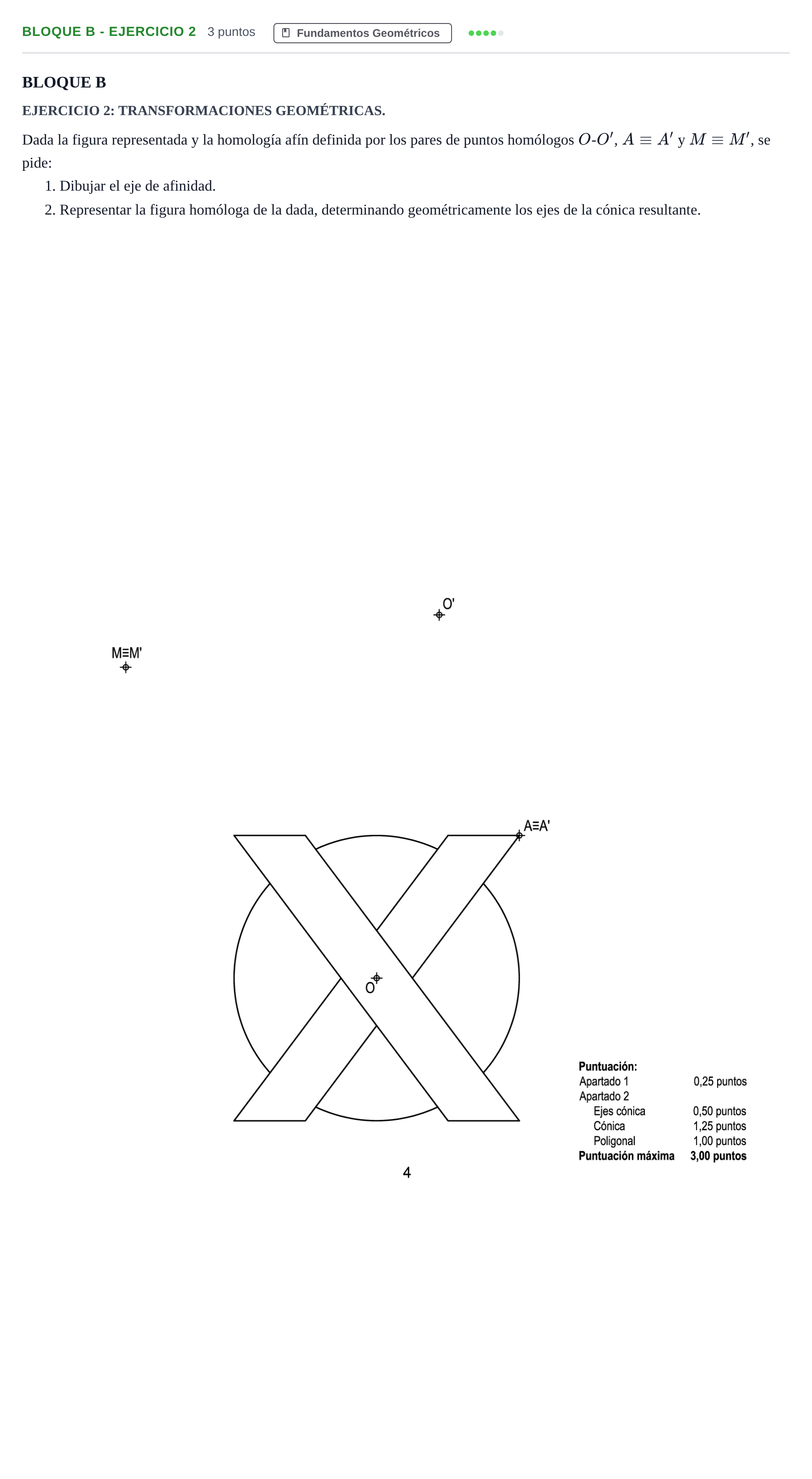 Enunciado: Bloque B - Ejercicio 2 · Dibujo técnico II PAU Andalucía Examen F 2020