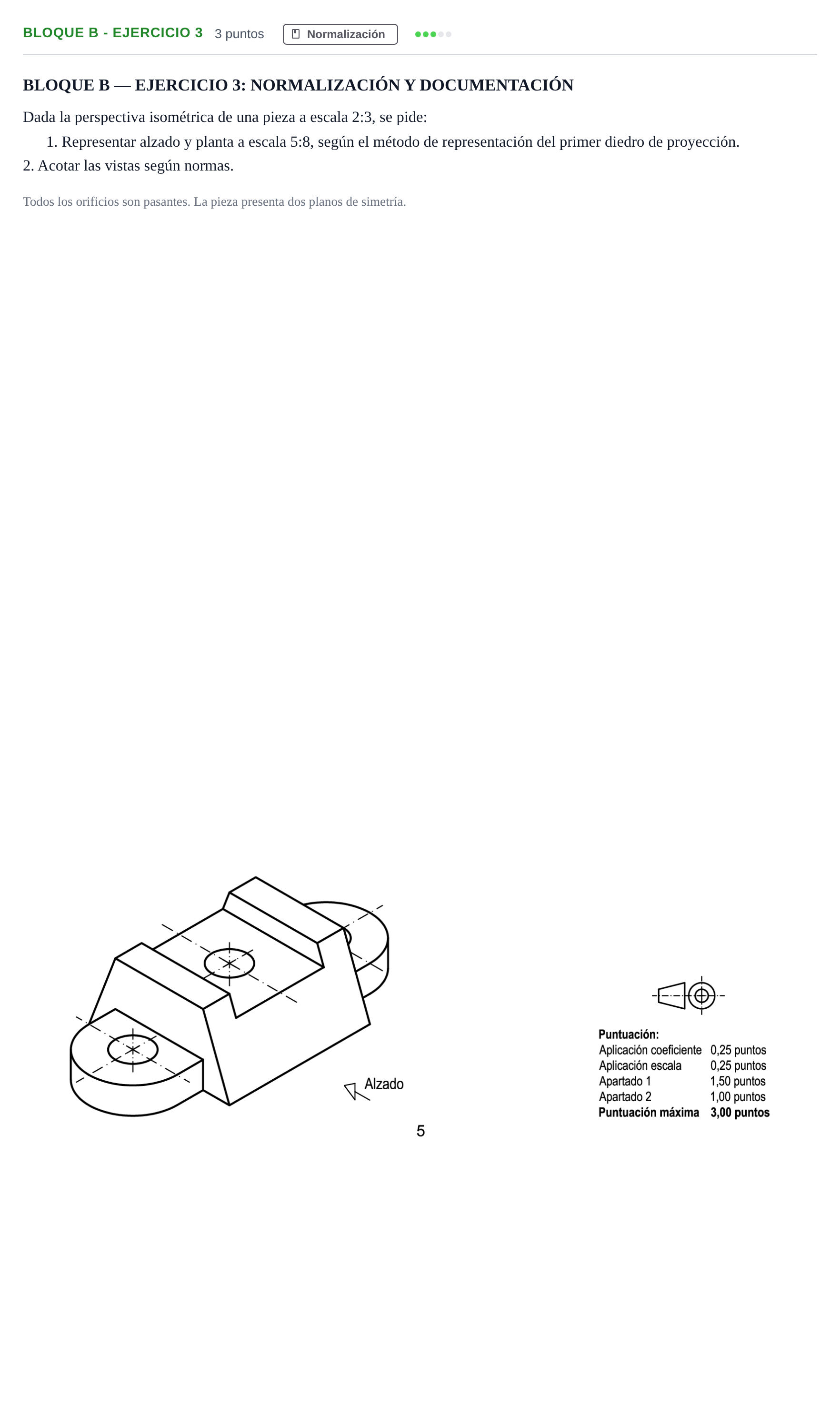 Enunciado: Bloque B - Ejercicio 3 · Dibujo técnico II PAU Andalucía Examen F 2020