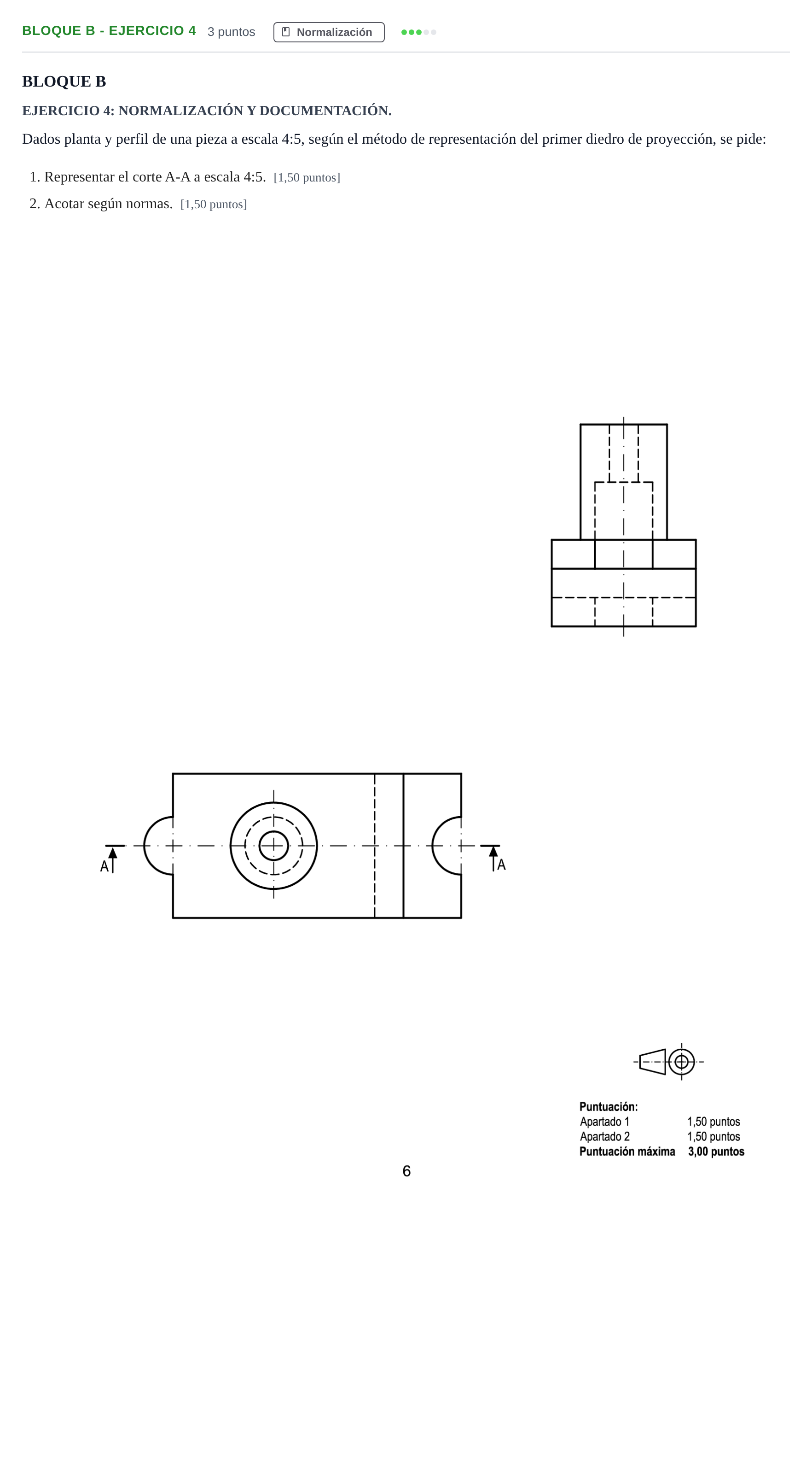 Enunciado: Bloque B - Ejercicio 4 · Dibujo técnico II PAU Andalucía Examen F 2020