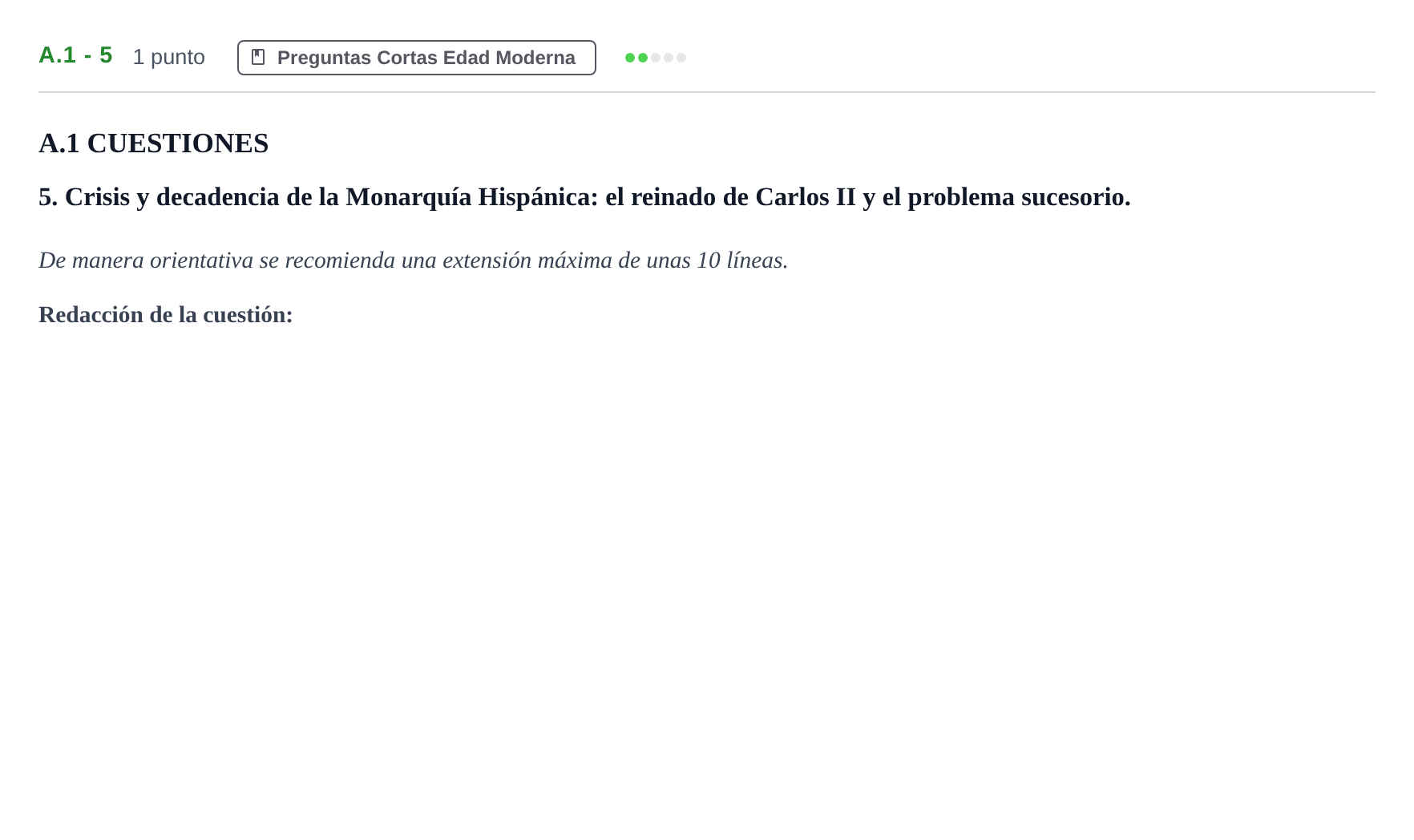 Enunciado: Ejercicio A.1 - 5 · Historia de España PAU Madrid Extraordinaria 2020