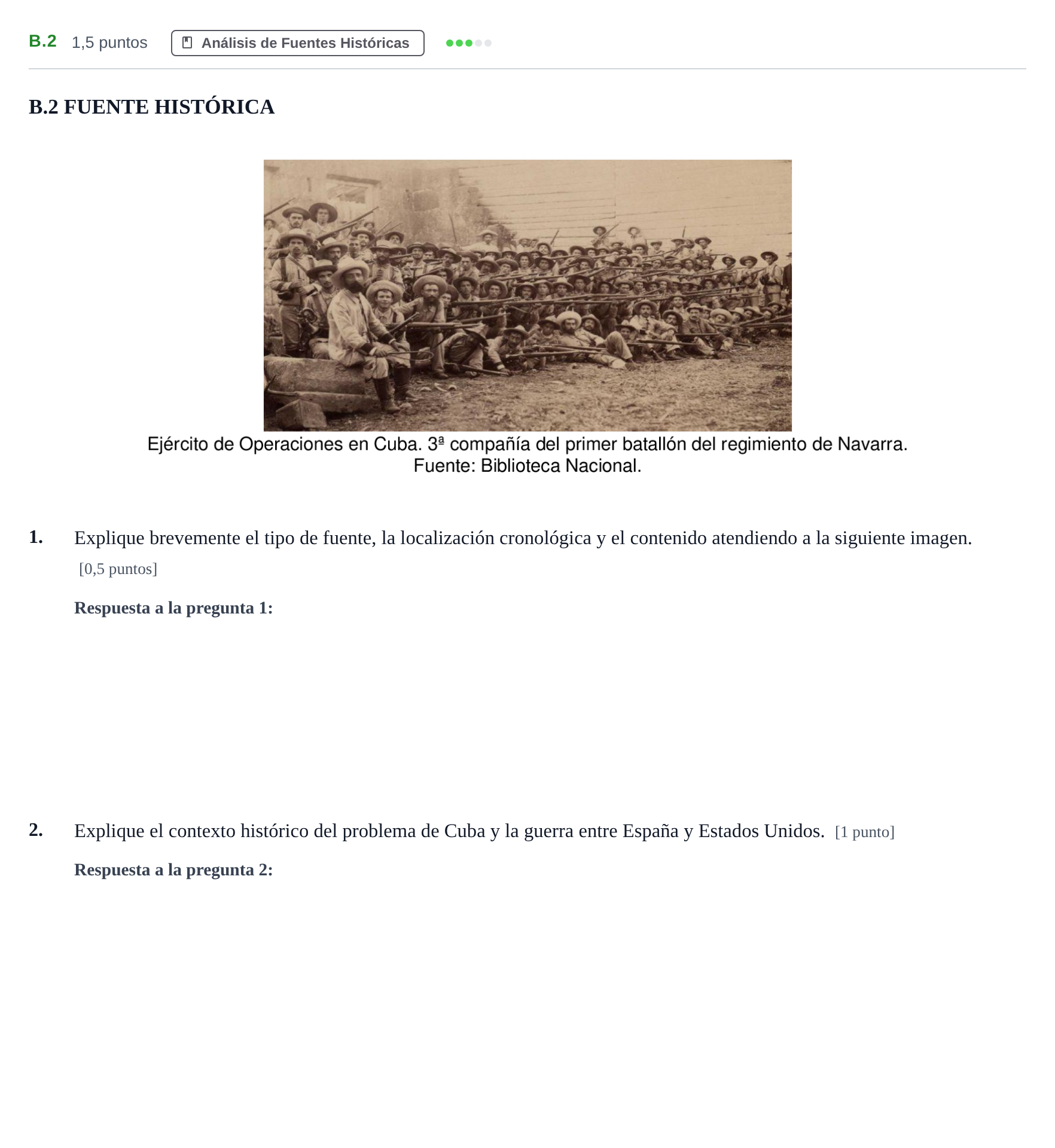 Enunciado: Ejercicio B.2 · Historia de España PAU Madrid Extraordinaria Coincidencias 2020