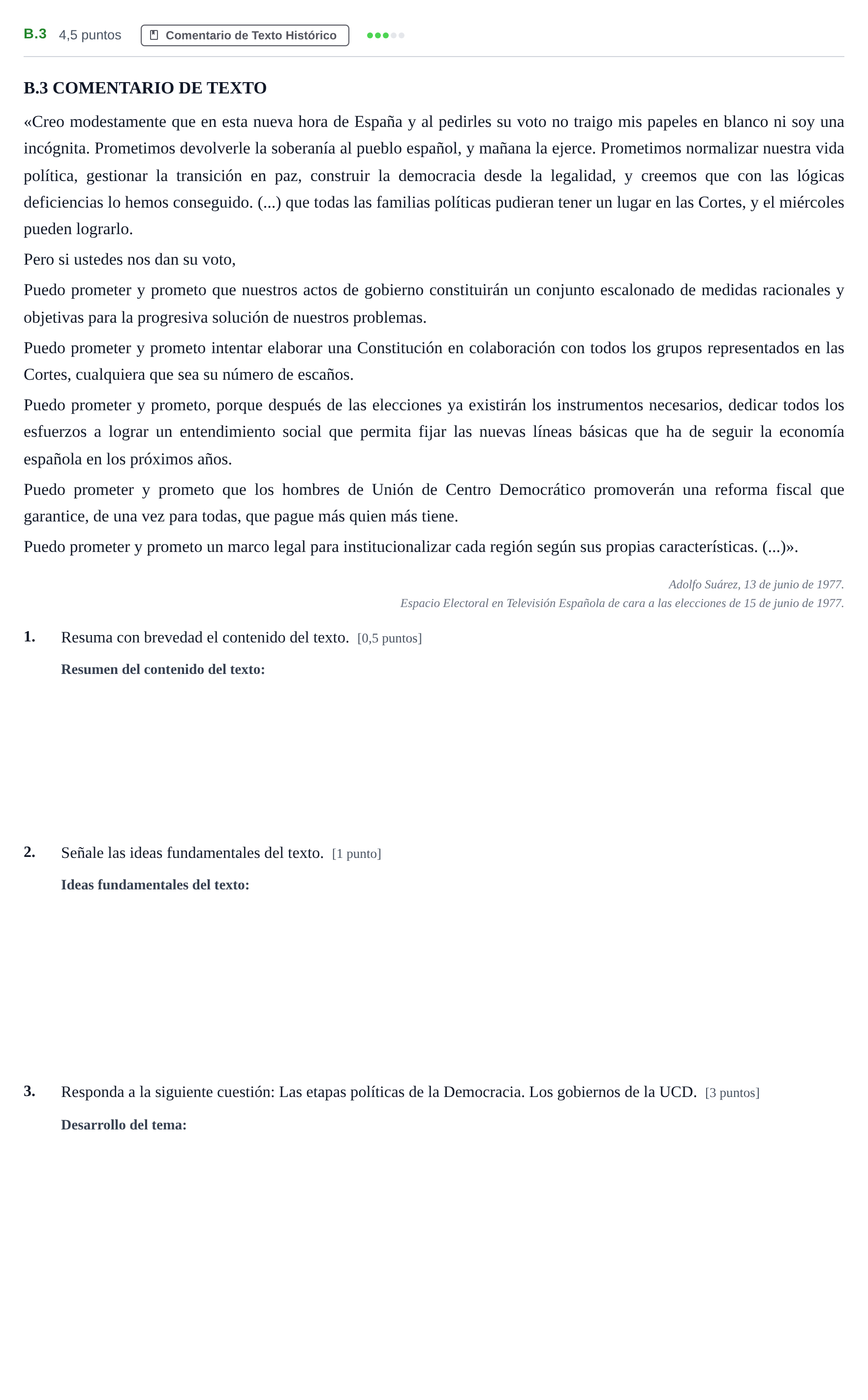 Enunciado: Ejercicio B.3 · Historia de España PAU Madrid Extraordinaria Coincidencias 2020