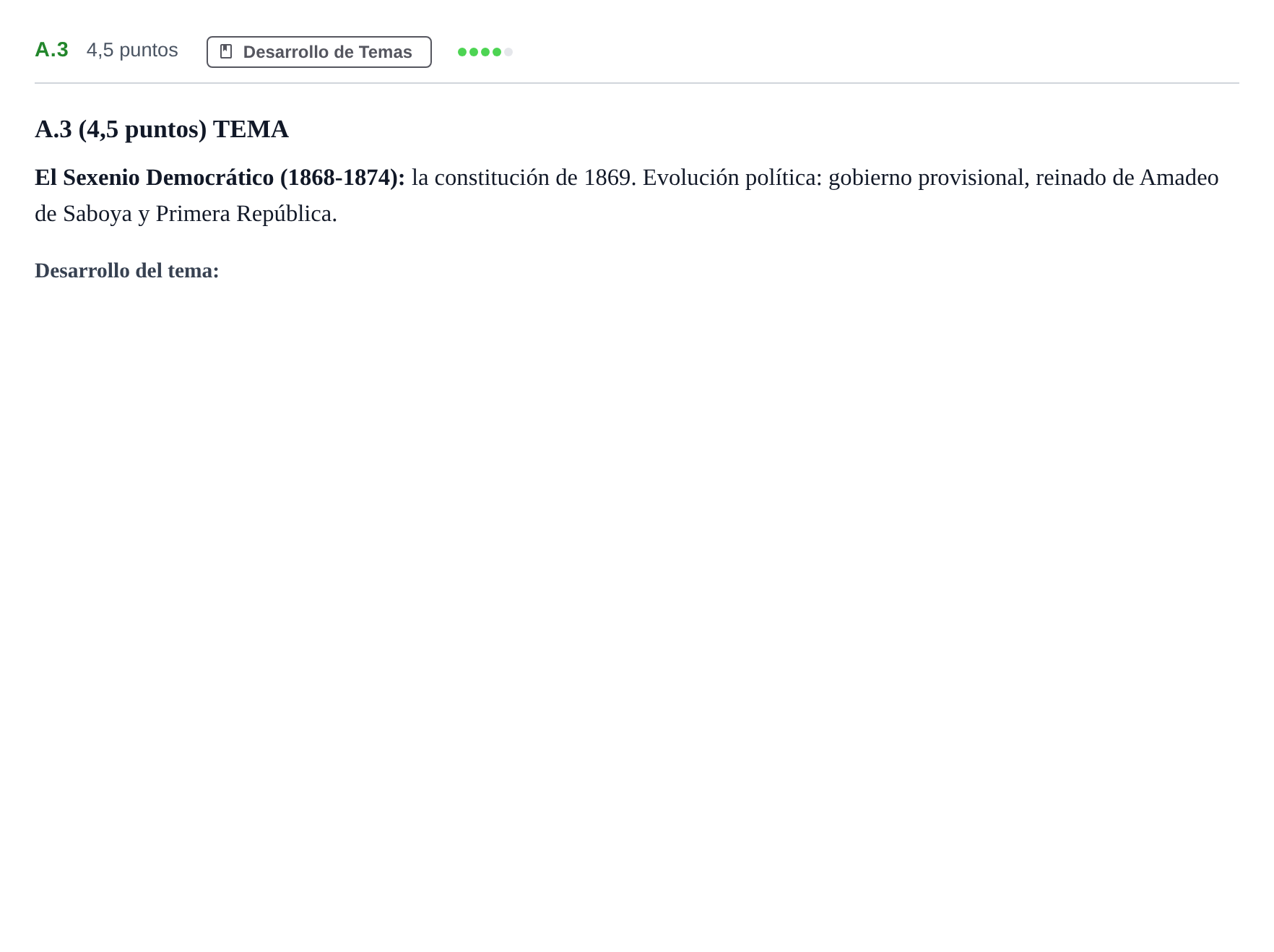 Enunciado: Ejercicio A.3 · Historia de España PAU Madrid Modelo 2020