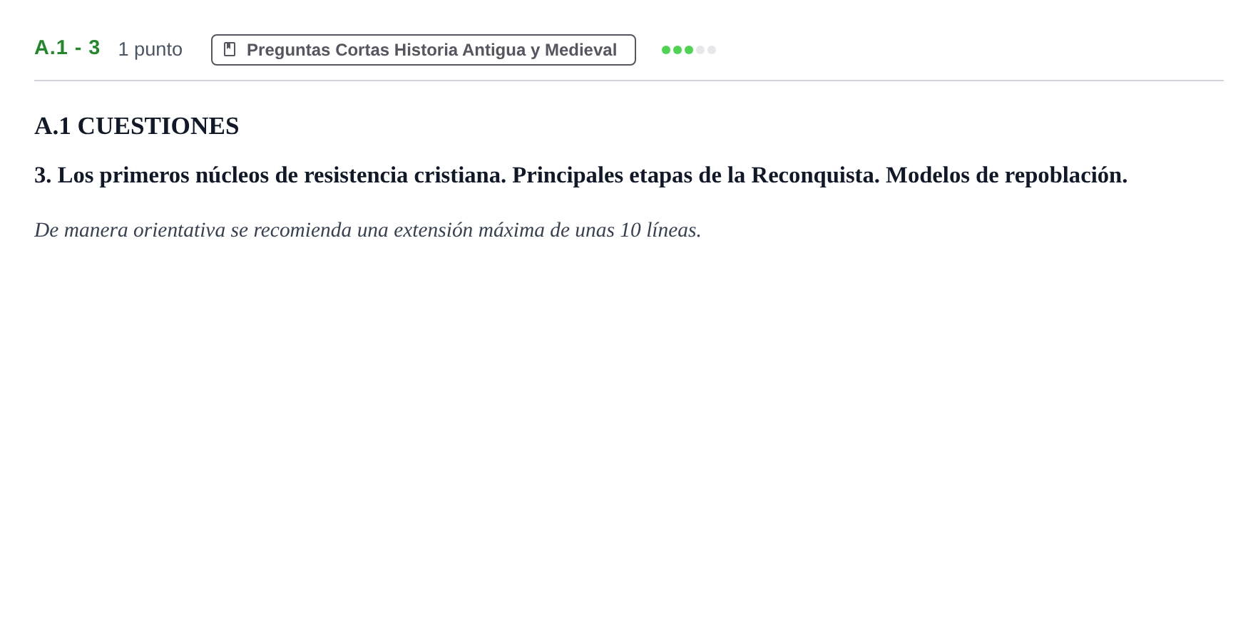 Enunciado: Ejercicio A.1 - 3 · Historia de España PAU Madrid Ordinaria Coincidencias 2020