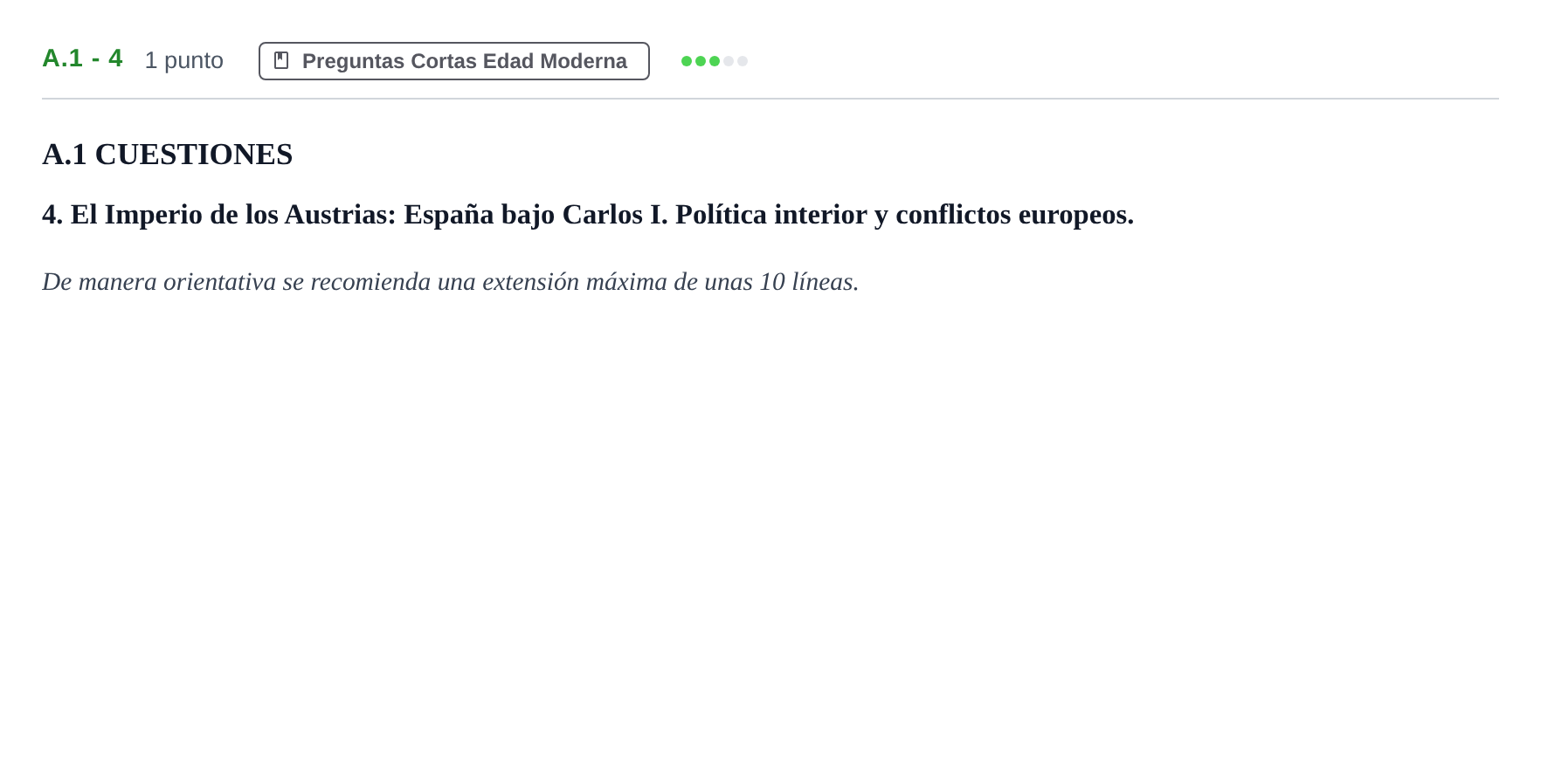 Enunciado: Ejercicio A.1 - 4 · Historia de España PAU Madrid Ordinaria Coincidencias 2020