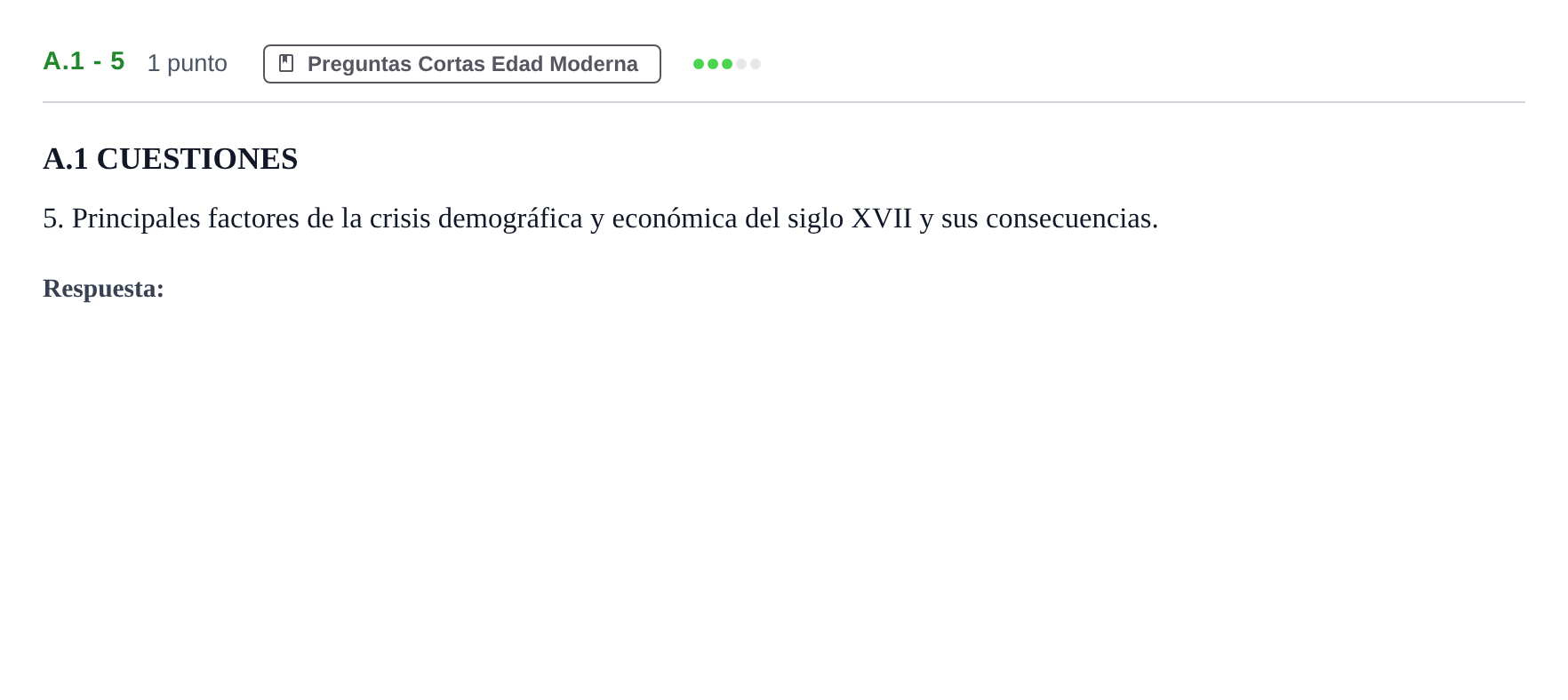 Enunciado: Ejercicio A.1 - 5 · Historia de España PAU Madrid Ordinaria Coincidencias 2020
