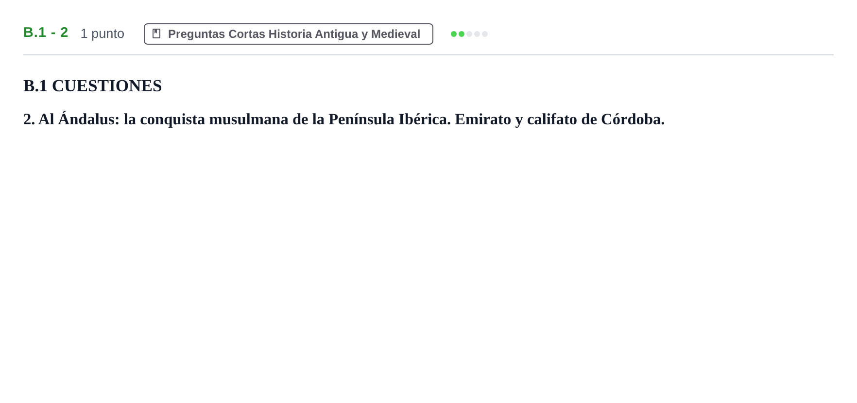 Enunciado: Ejercicio B.1 - 2 · Historia de España PAU Madrid Ordinaria Coincidencias 2020
