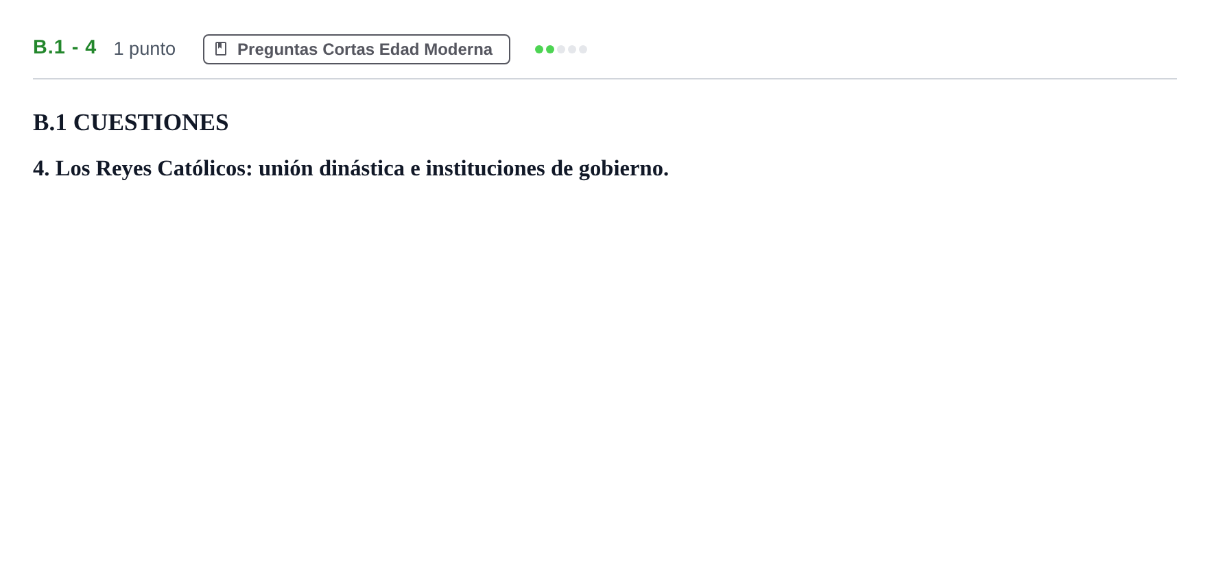 Enunciado: Ejercicio B.1 - 4 · Historia de España PAU Madrid Ordinaria Coincidencias 2020