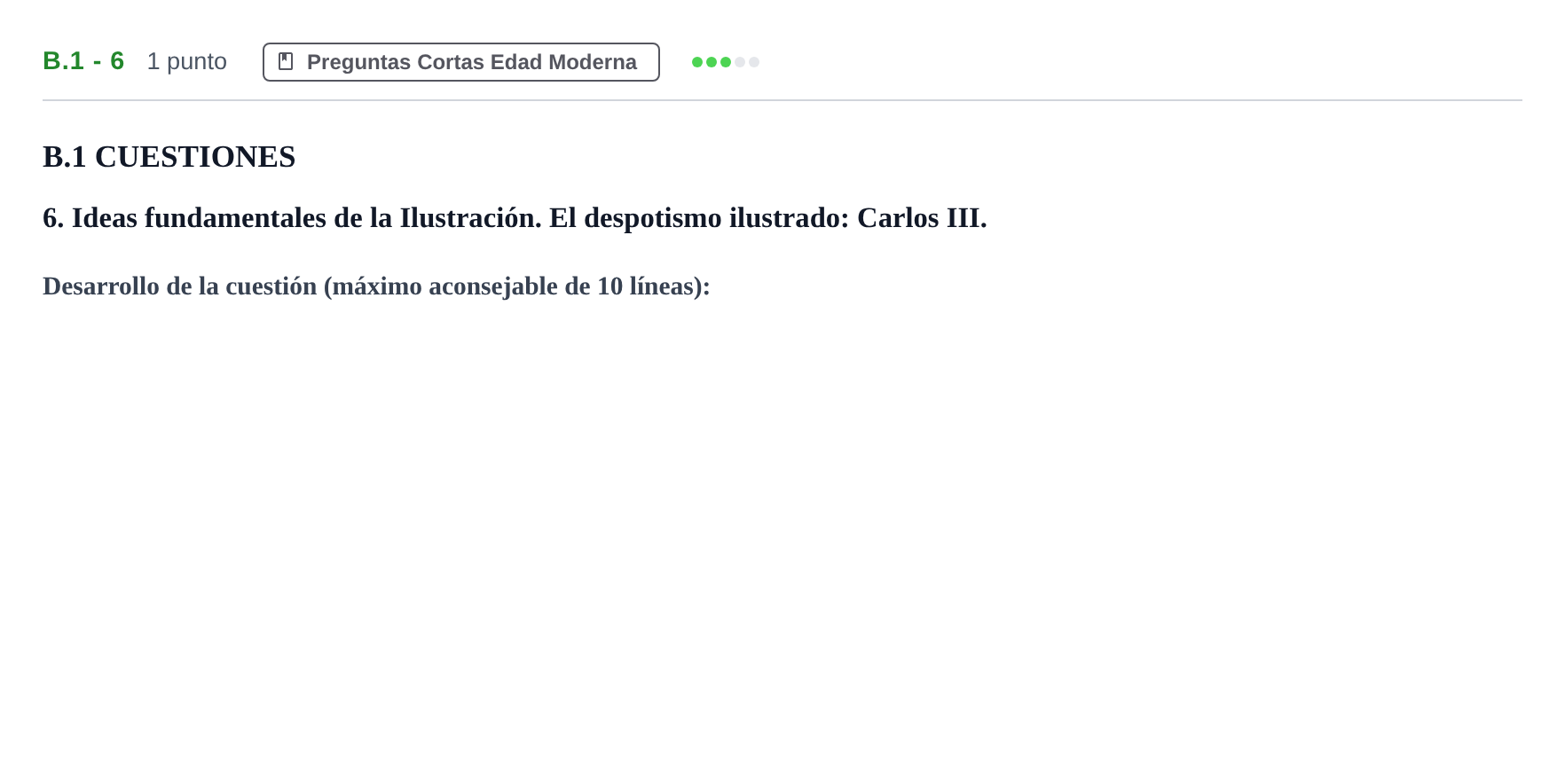 Enunciado: Ejercicio B.1 - 6 · Historia de España PAU Madrid Ordinaria Coincidencias 2020
