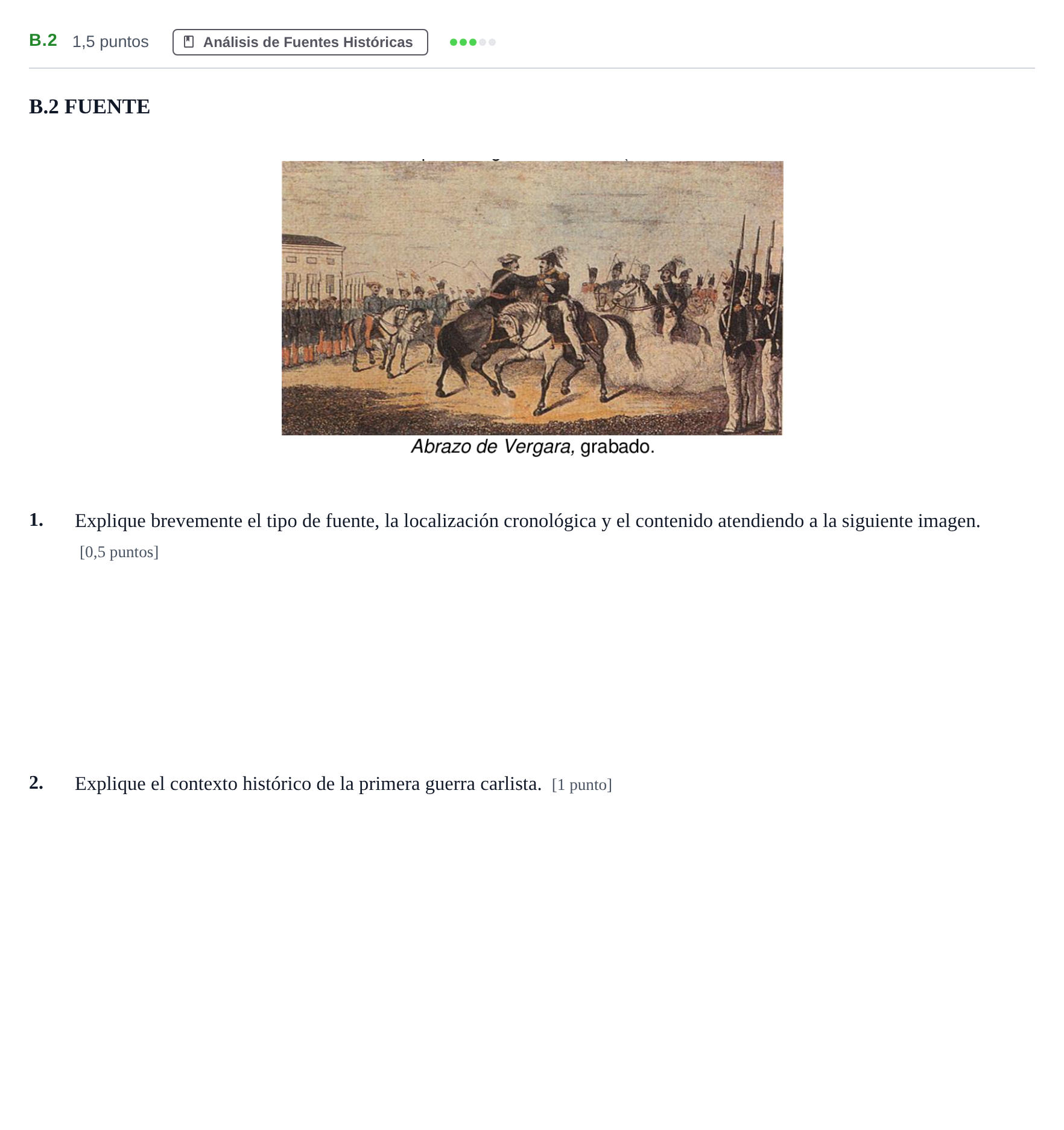 Enunciado: Ejercicio B.2 · Historia de España PAU Madrid Ordinaria Coincidencias 2020