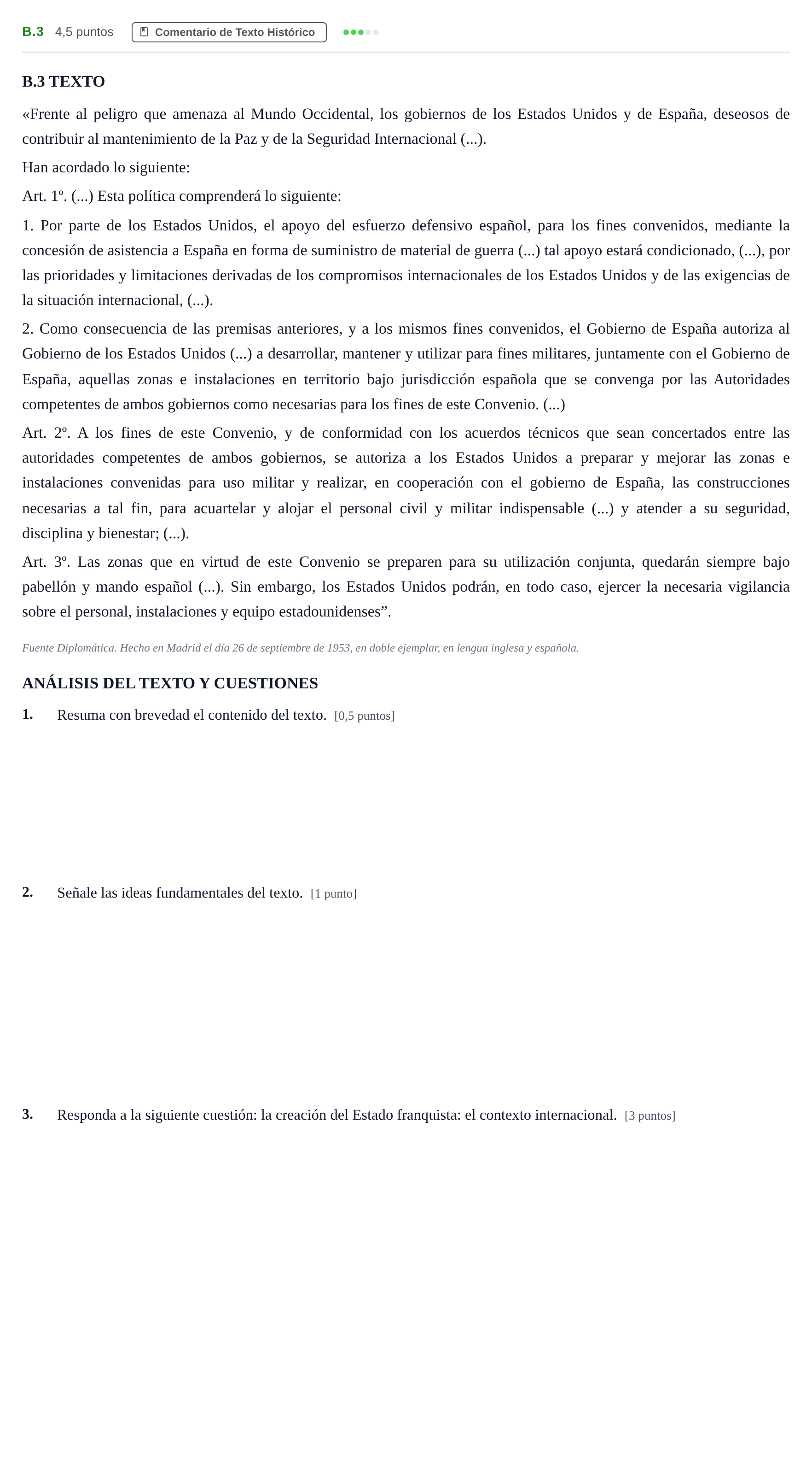 Enunciado: Ejercicio B.3 · Historia de España PAU Madrid Ordinaria Coincidencias 2020