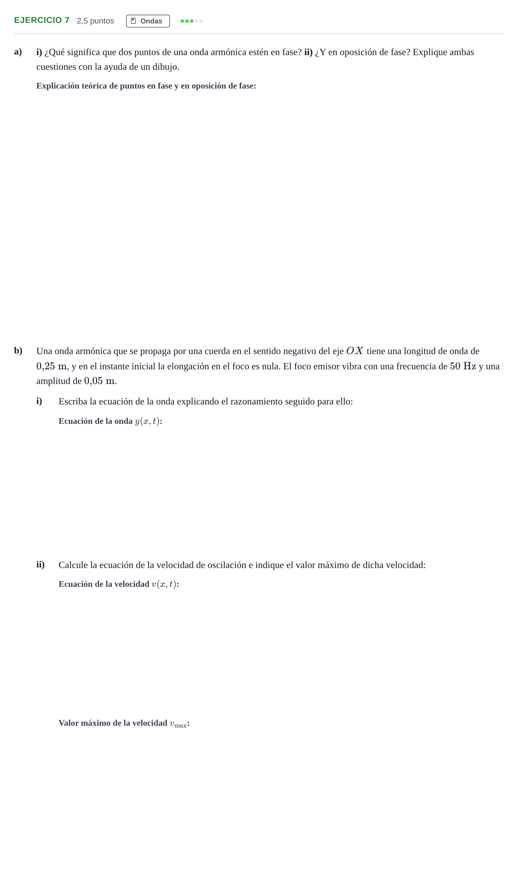 Enunciado: Problema 7 · Física PAU Andalucía Examen A 2020