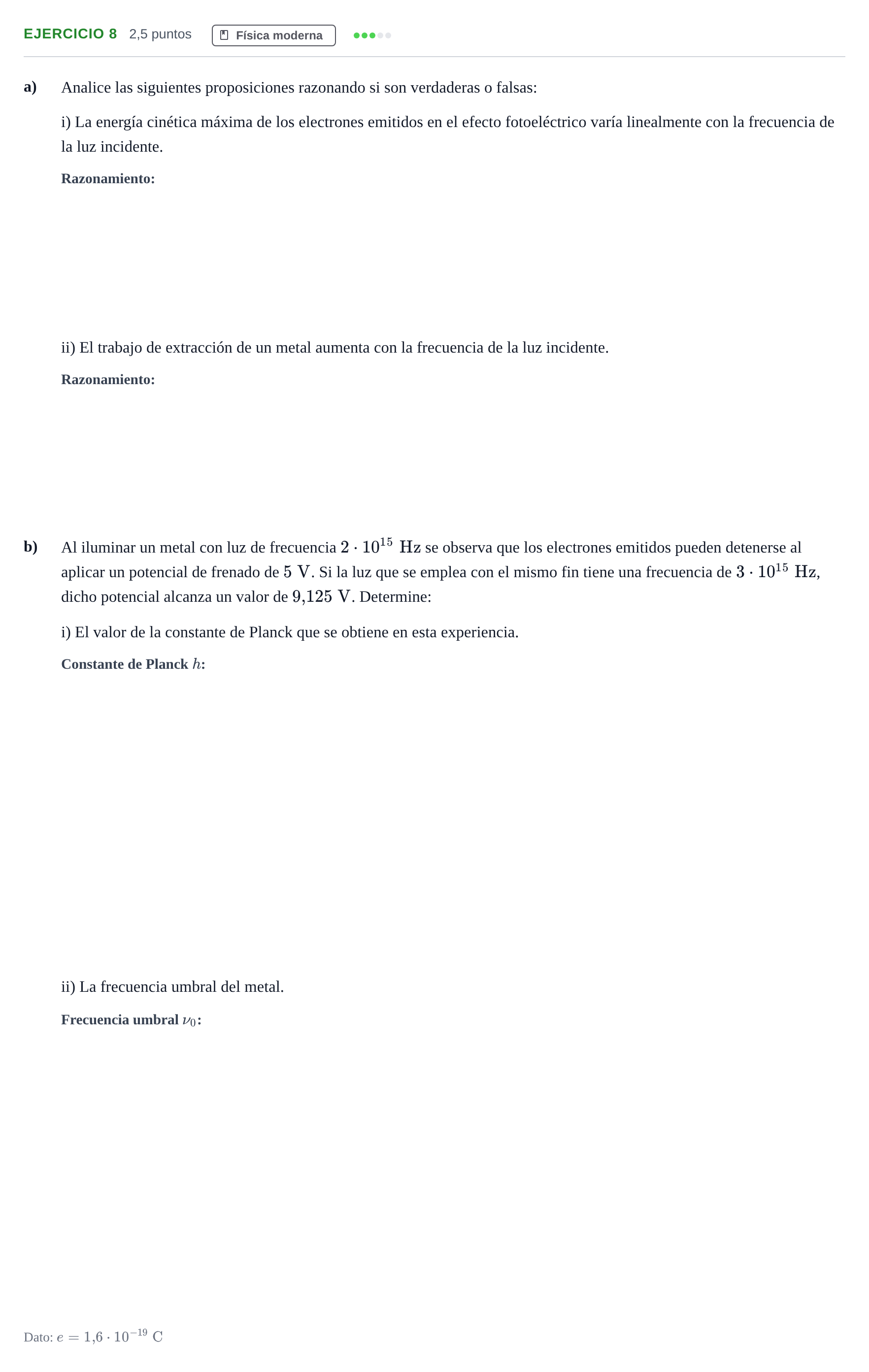 Enunciado: Problema 8 · Física PAU Andalucía Examen A 2020