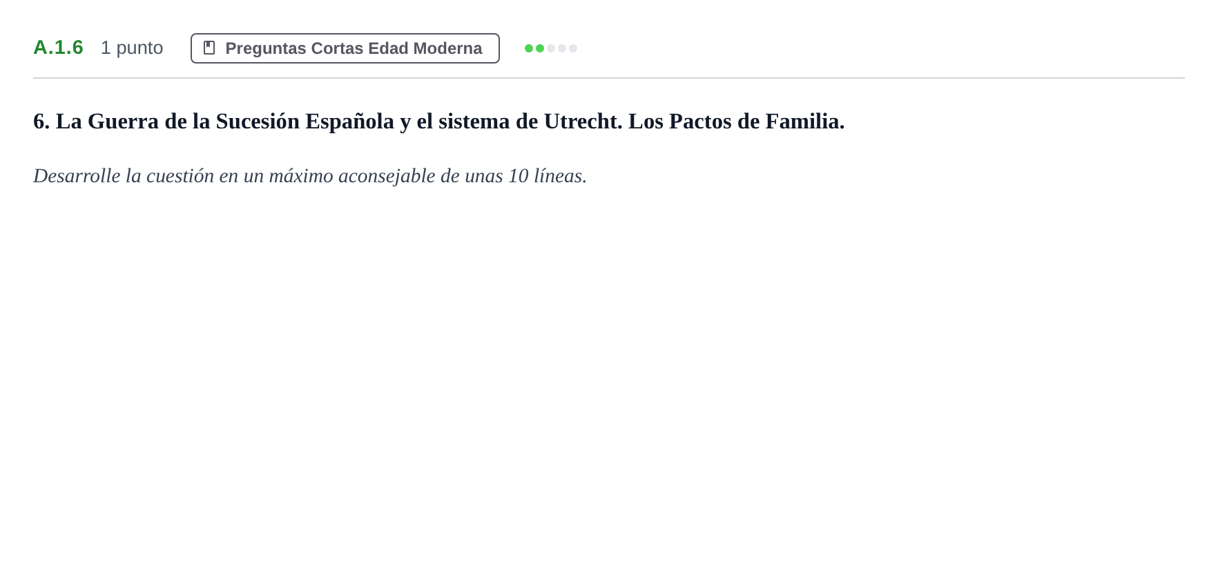 Enunciado: Ejercicio A.1.6 · Historia de España PAU Madrid Ordinaria Martes 2020