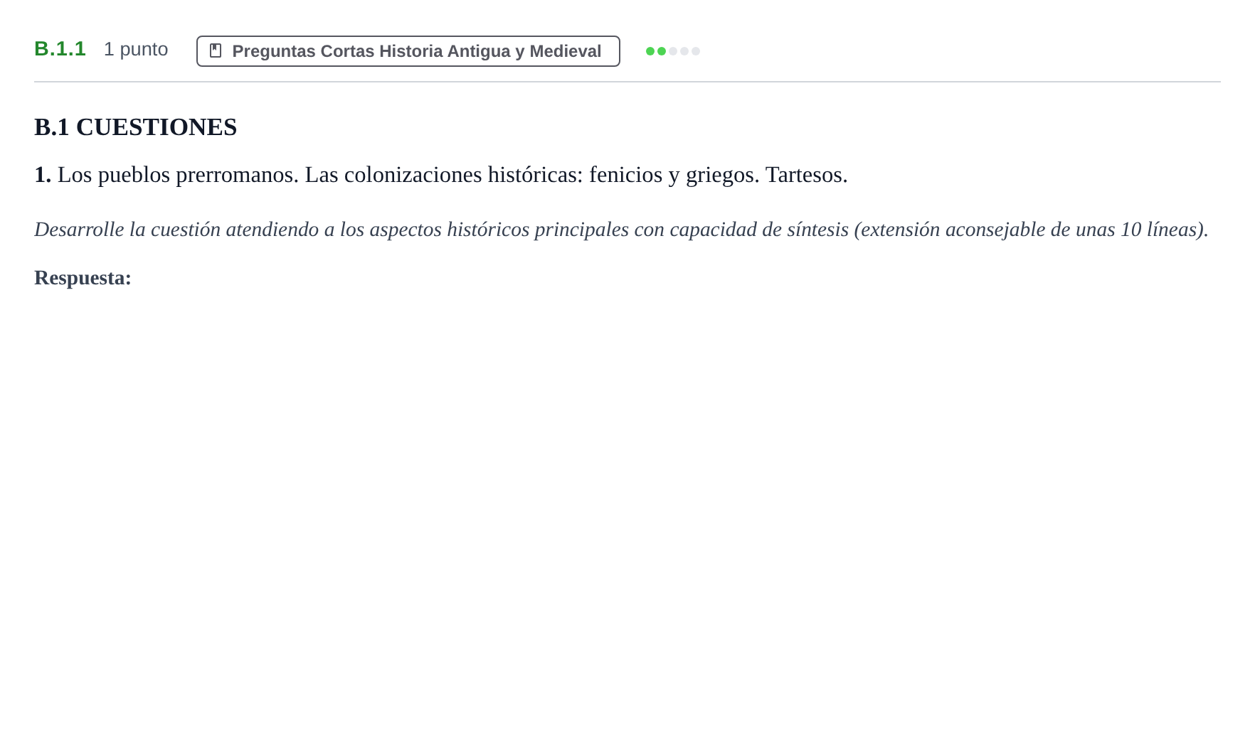 Enunciado: Ejercicio B.1.1 · Historia de España PAU Madrid Ordinaria Martes 2020