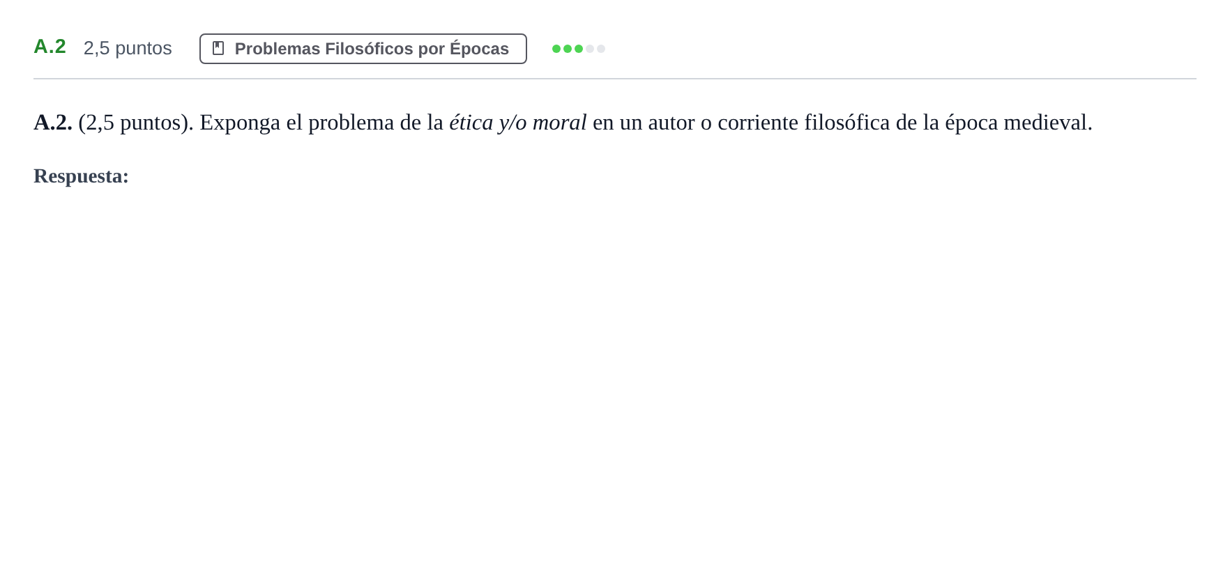 Enunciado: Ejercicio A.2 · Historia de la Filosofía PAU Madrid Extraordinaria 2020
