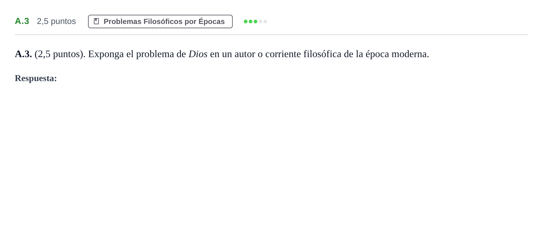 Enunciado: Ejercicio A.3 · Historia de la Filosofía PAU Madrid Extraordinaria 2020