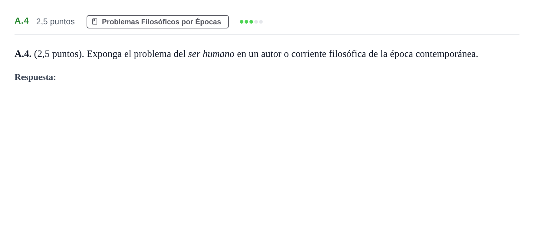 Enunciado: Ejercicio A.4 · Historia de la Filosofía PAU Madrid Extraordinaria 2020