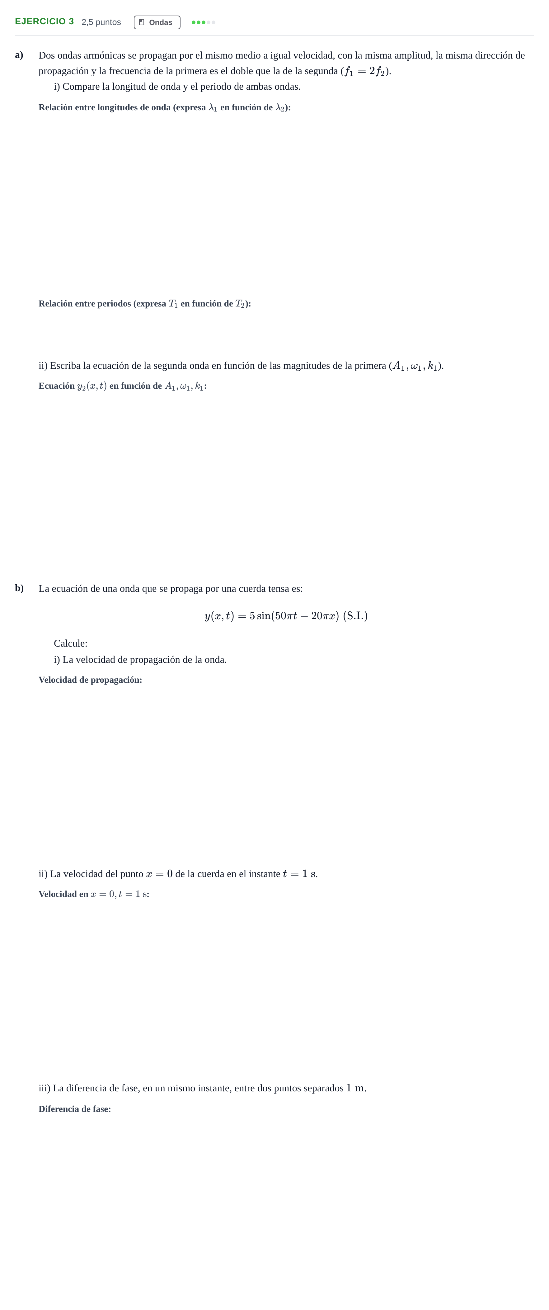 Enunciado: Problema 3 · Física PAU Andalucía Examen B 2020