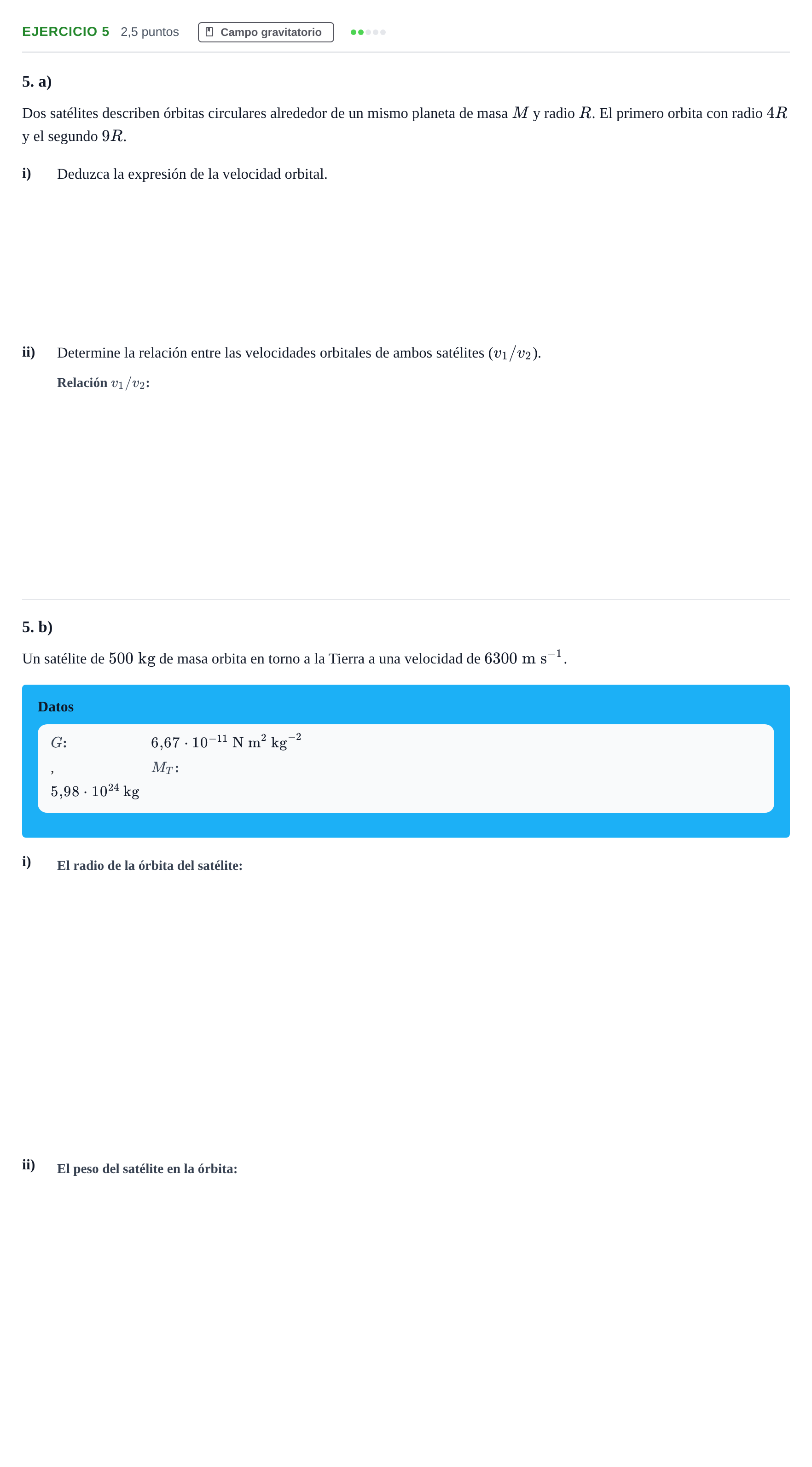 Enunciado: Problema 5 · Física PAU Andalucía Examen B 2020
