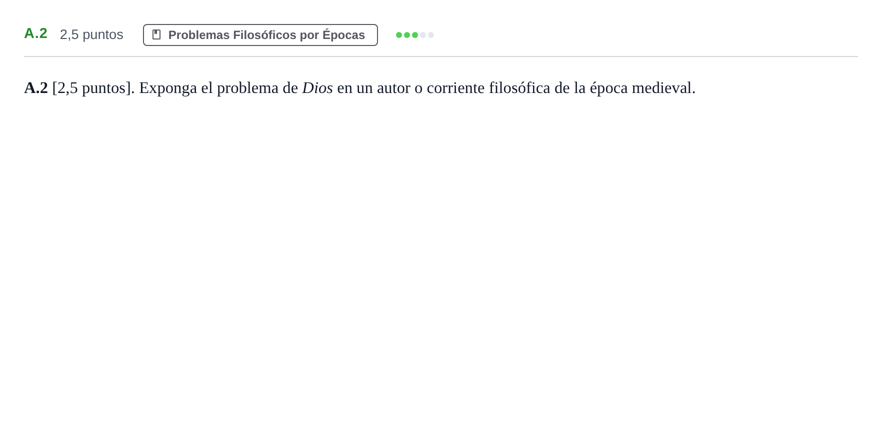 Enunciado: Ejercicio A.2 · Historia de la Filosofía PAU Madrid Modelo 2020