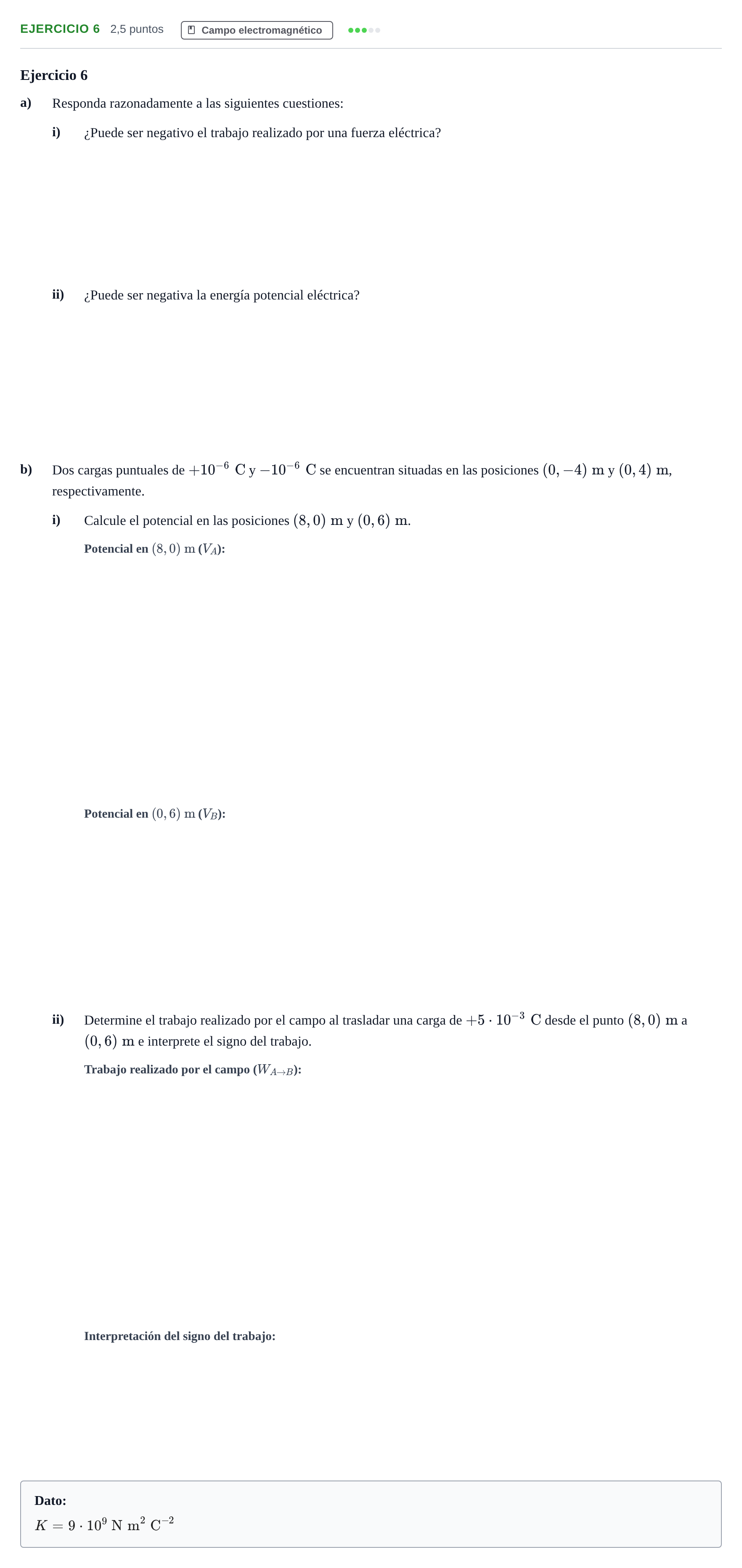 Enunciado: Problema 6 · Física PAU Andalucía Examen D 2020