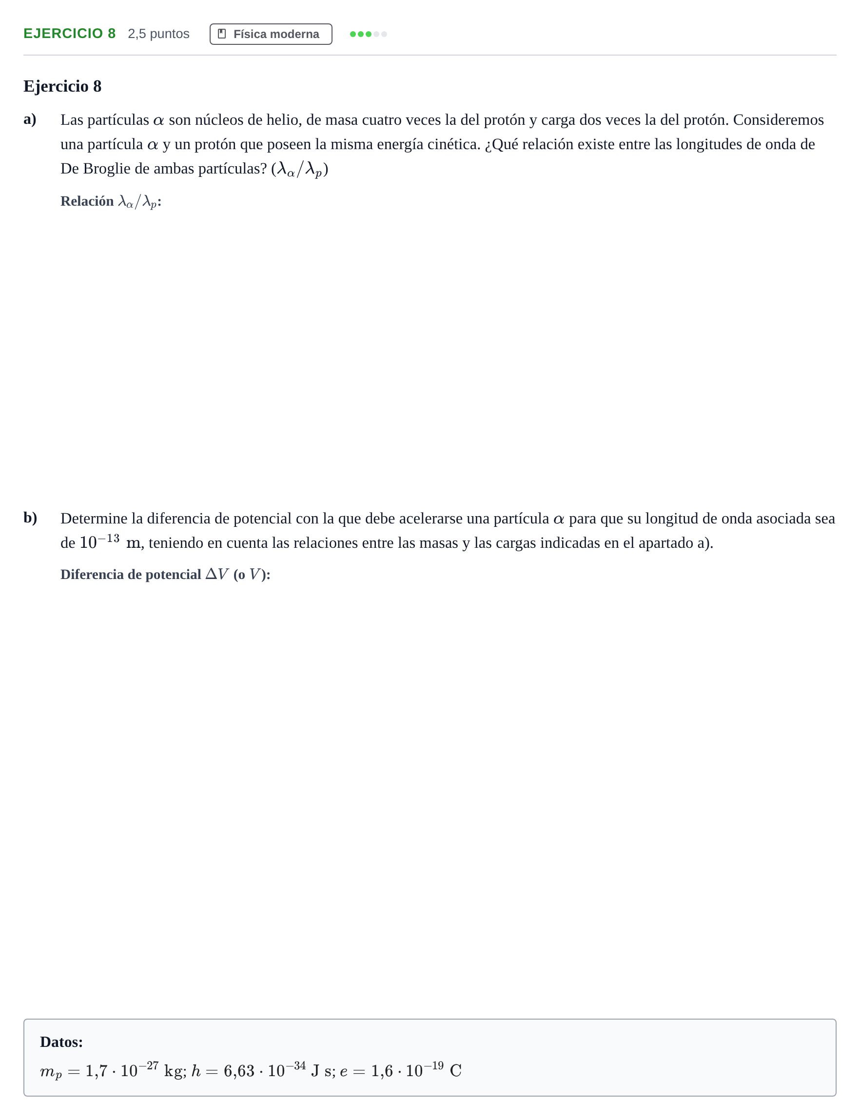 Enunciado: Problema 8 · Física PAU Andalucía Examen D 2020