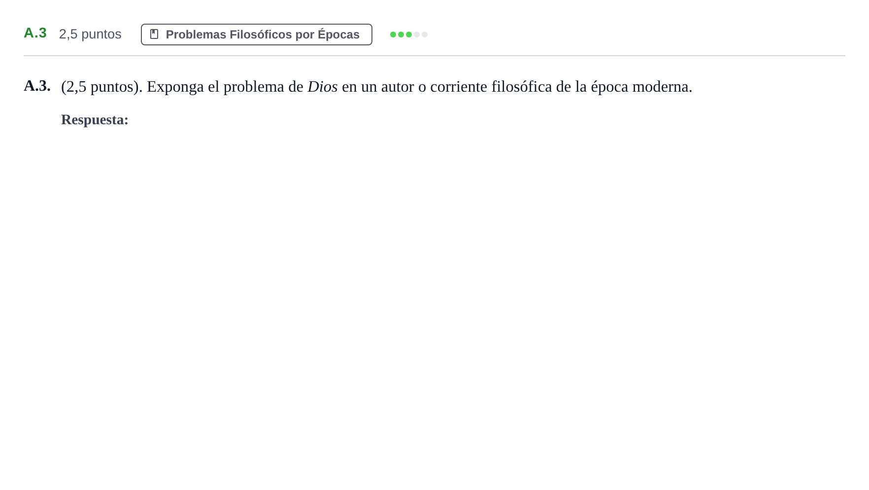 Enunciado: Ejercicio A.3 · Historia de la Filosofía PAU Madrid Ordinaria 2020