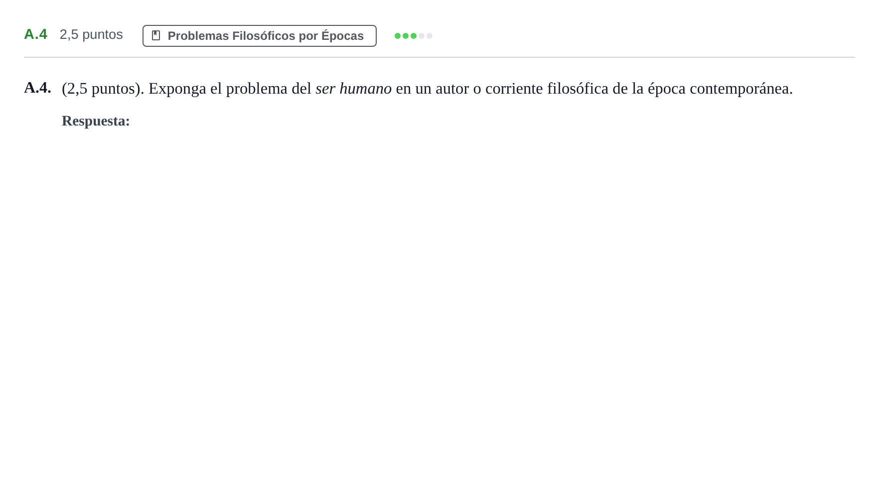 Enunciado: Ejercicio A.4 · Historia de la Filosofía PAU Madrid Ordinaria 2020