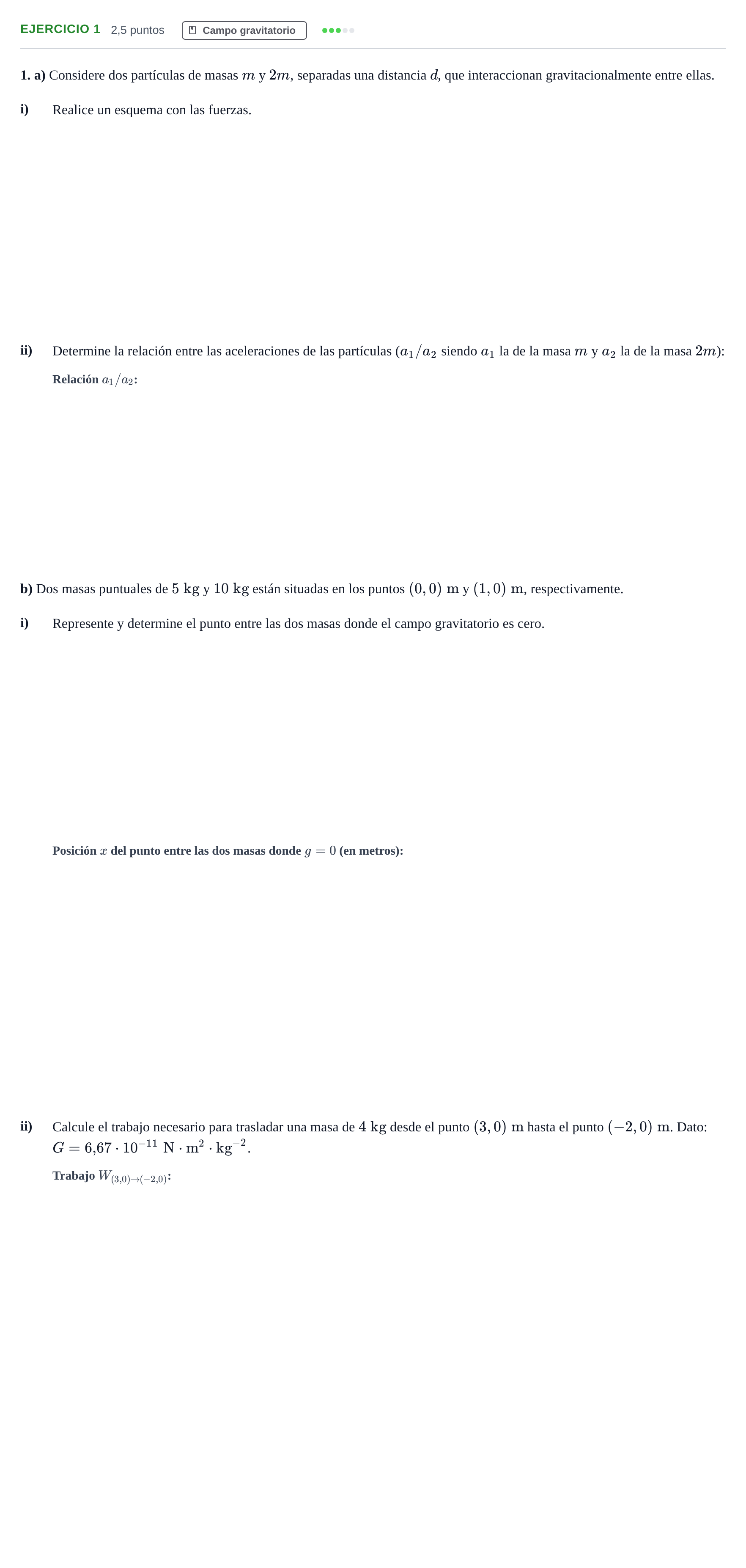 Enunciado: Problema 1 · Física PAU Andalucía Examen E 2020