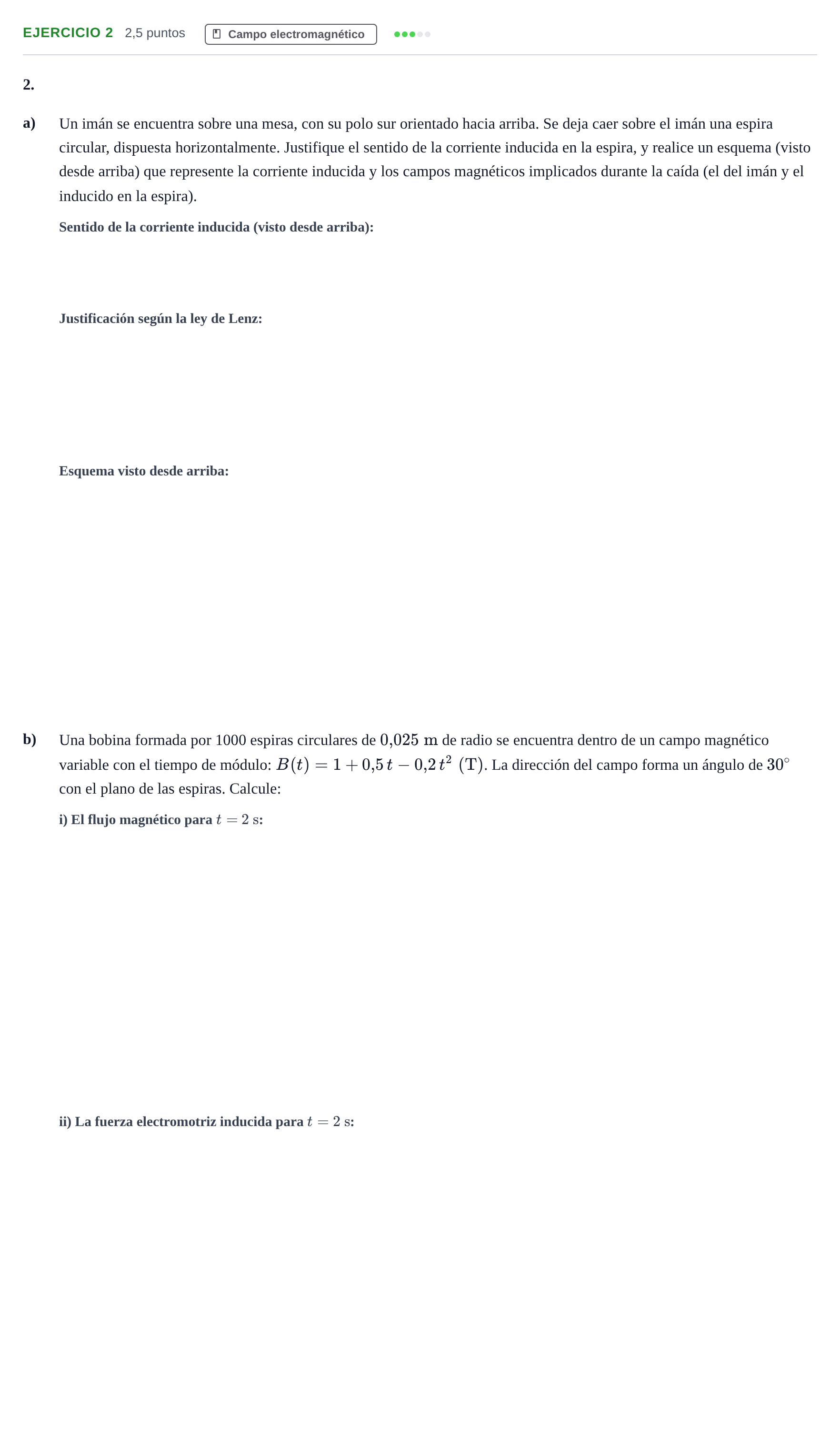 Enunciado: Problema 2 · Física PAU Andalucía Examen E 2020