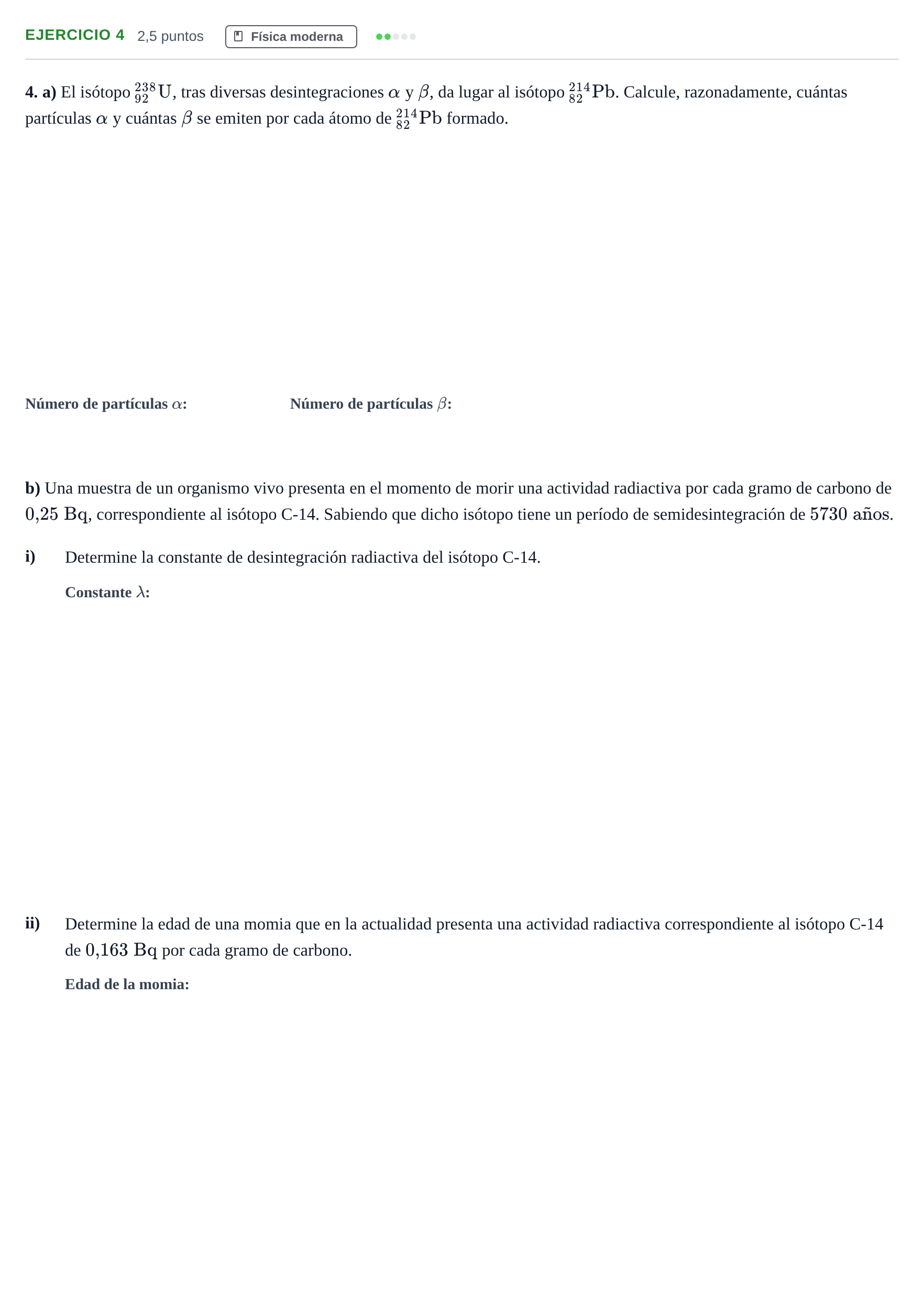Enunciado: Problema 4 · Física PAU Andalucía Examen E 2020
