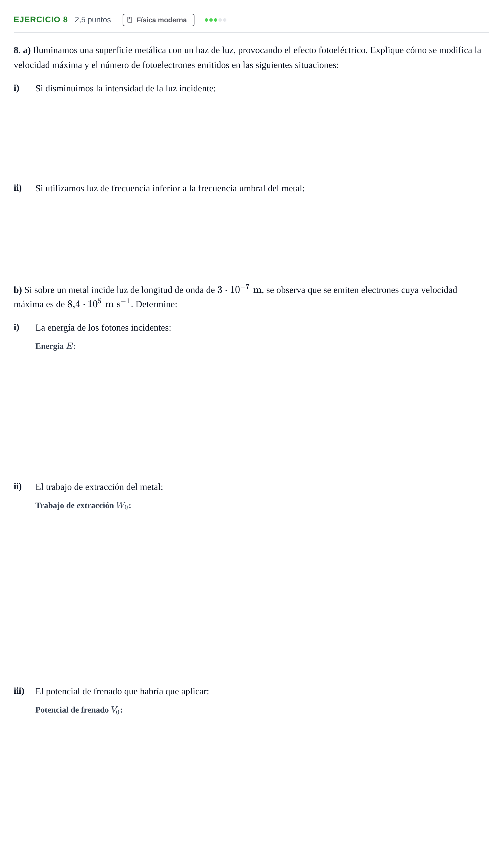 Enunciado: Problema 8 · Física PAU Andalucía Examen E 2020