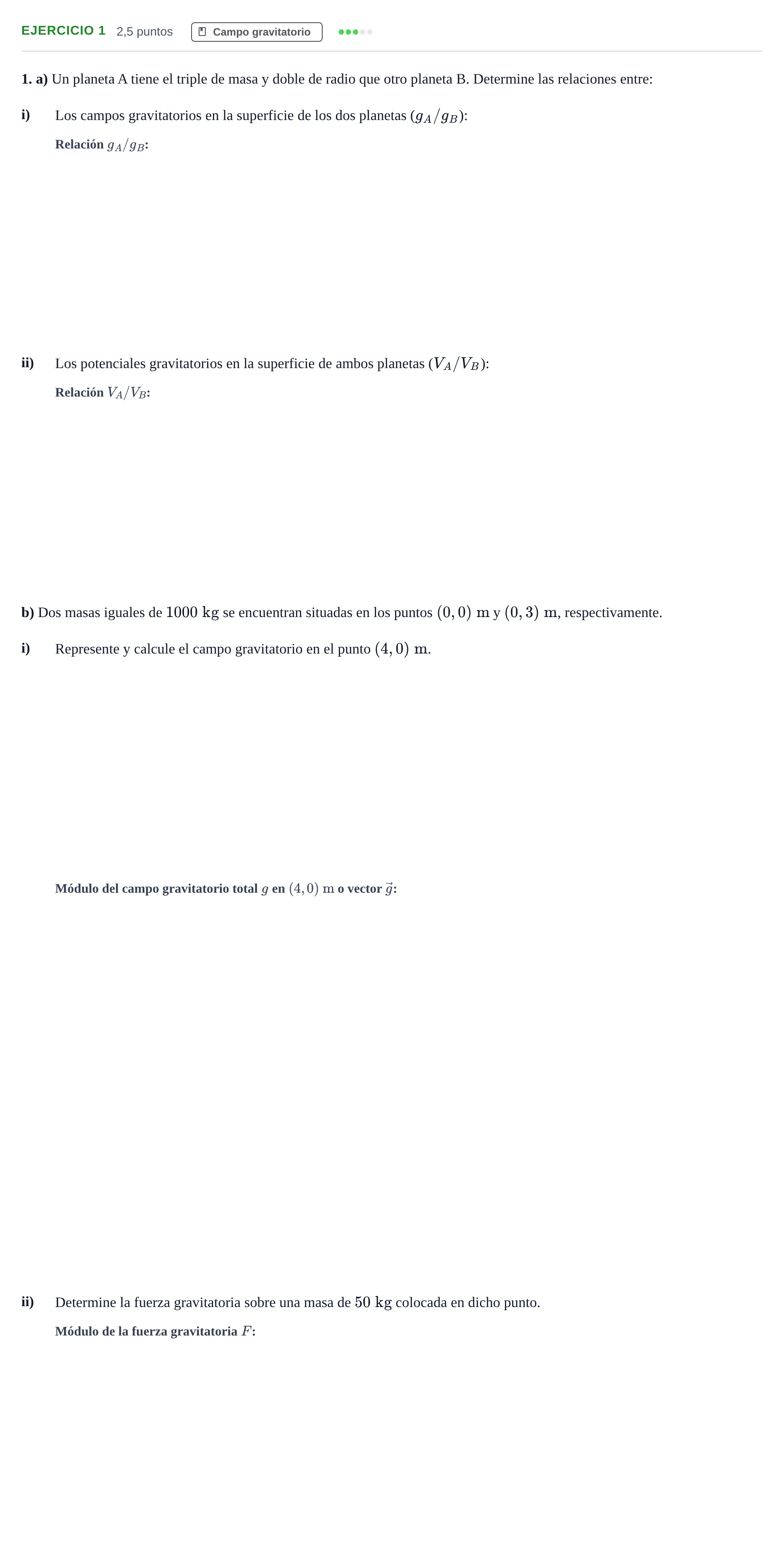 Enunciado: Problema 1 · Física PAU Andalucía Examen F 2020