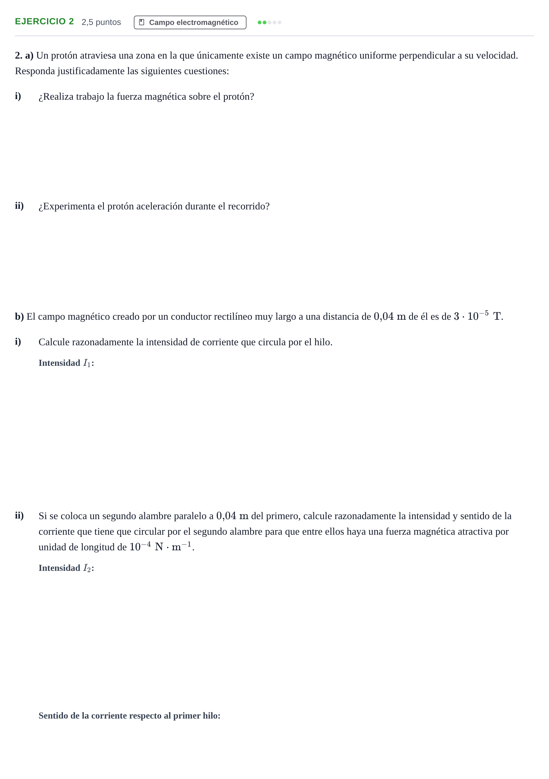 Enunciado: Problema 2 · Física PAU Andalucía Examen F 2020