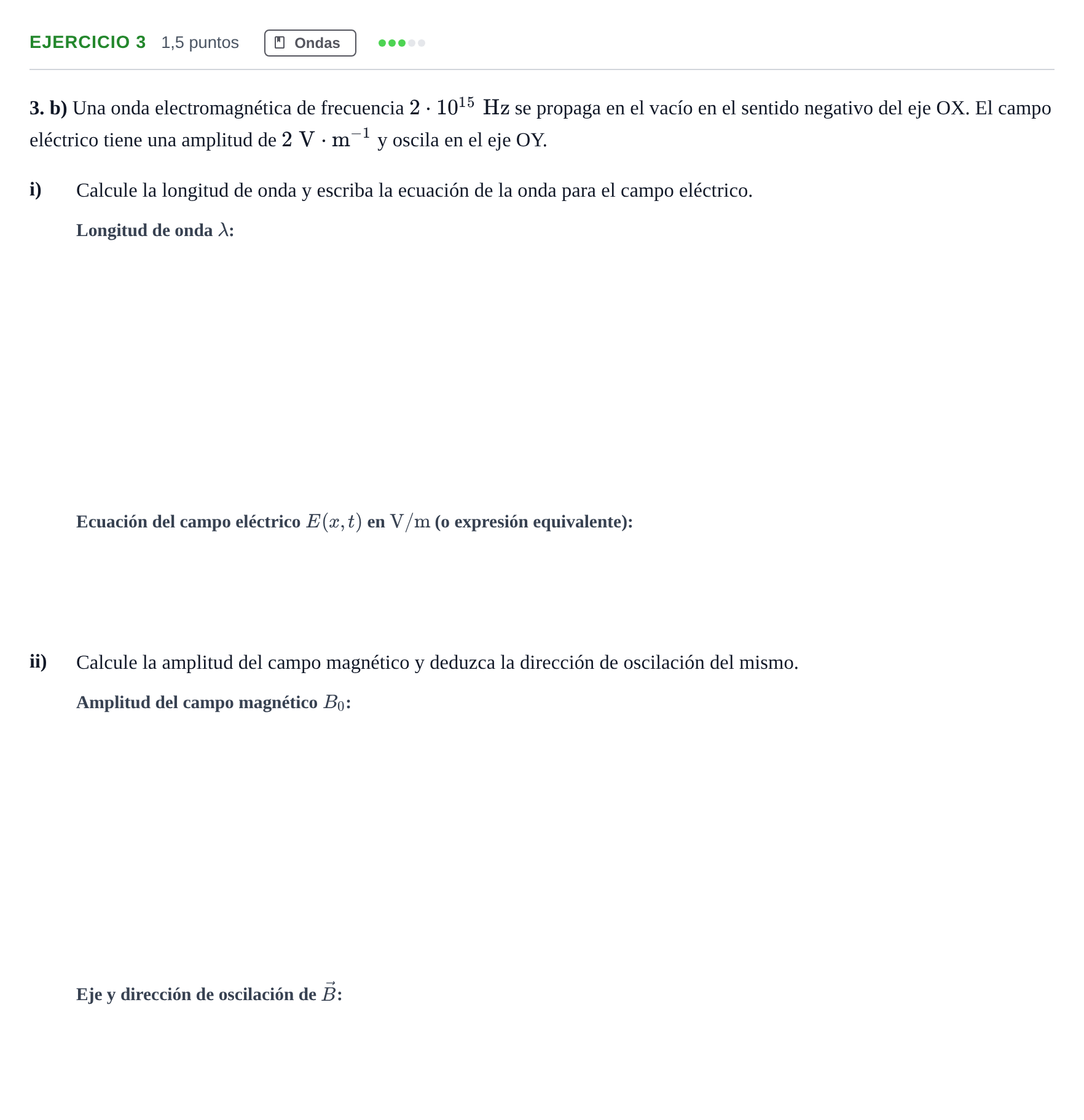 Enunciado: Ejercicio 3 - Ondas · Física PAU Andalucía Examen F 2020