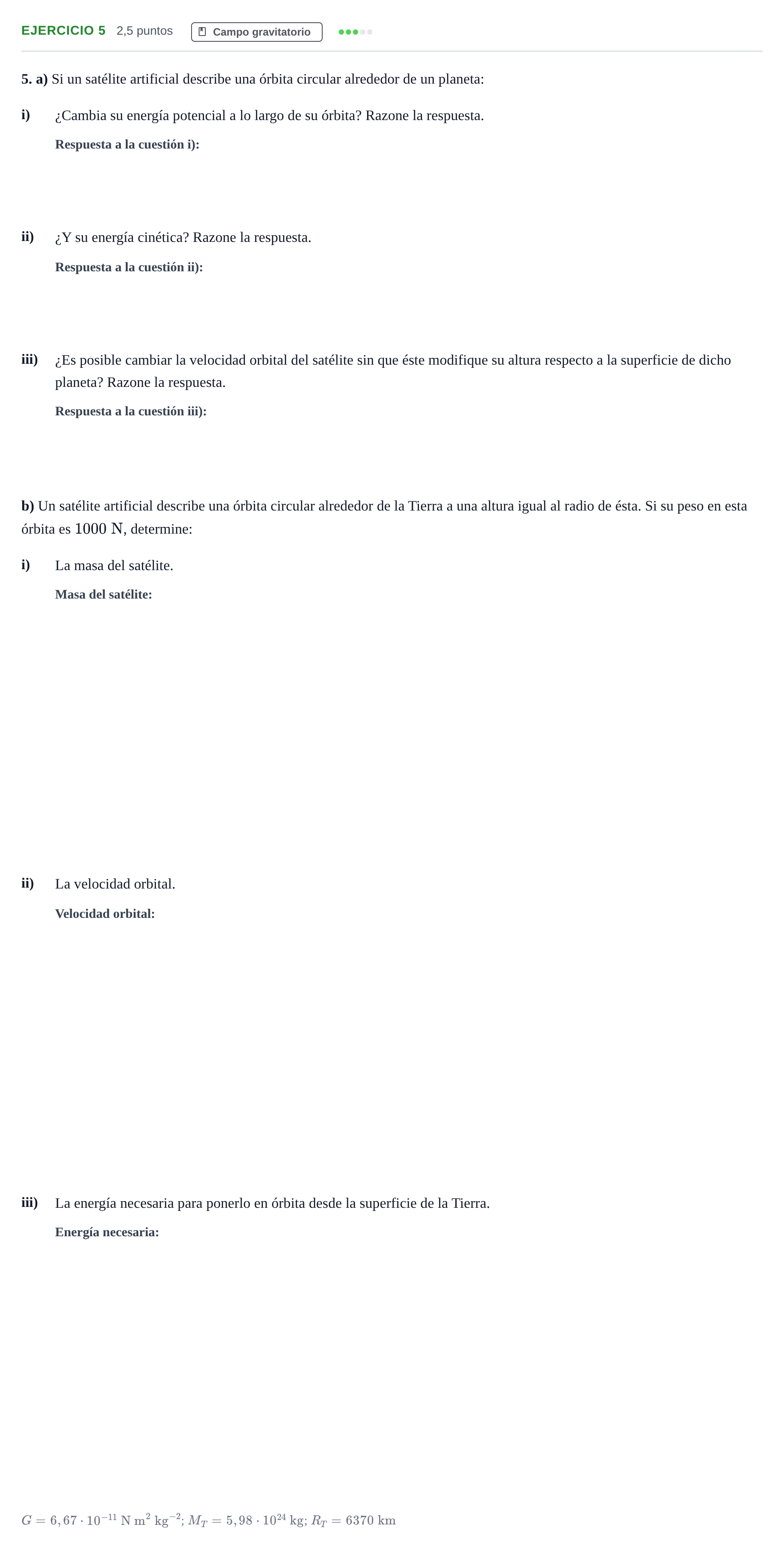 Enunciado: Problema 5 · Física PAU Andalucía Examen F 2020
