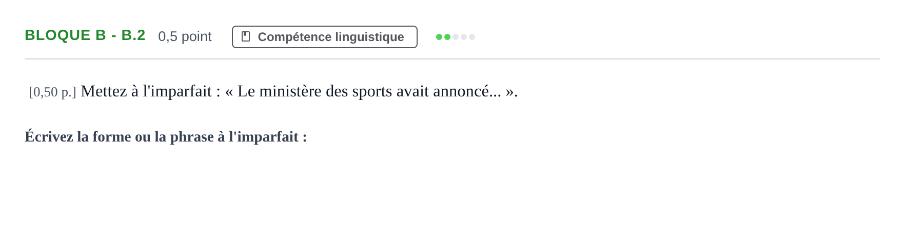 Enunciado: Bloque B - B.2 · Francés PAU Andalucía Examen 1 2020