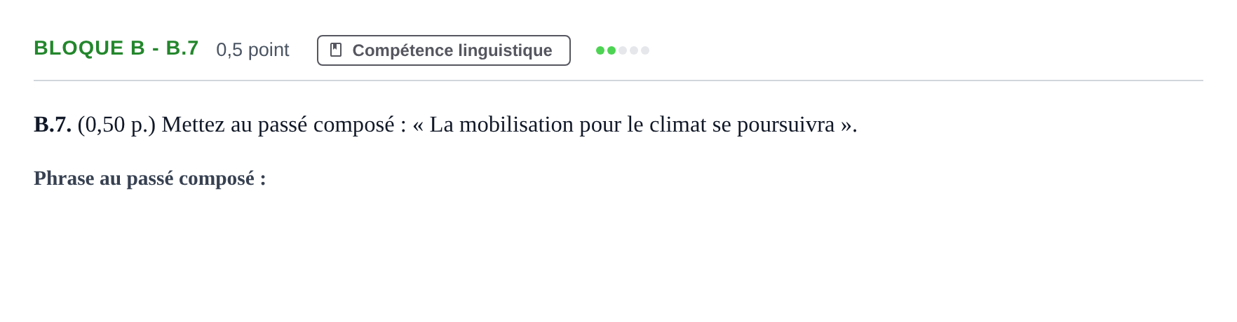 Enunciado: Bloque B - B.7 · Francés PAU Andalucía Examen 1 2020