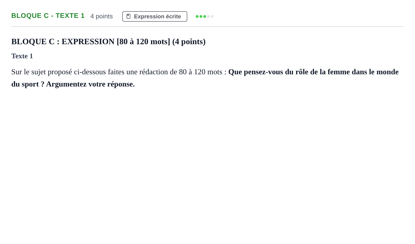 Enunciado: Bloque C - Texte 1 · Francés PAU Andalucía Examen 1 2020