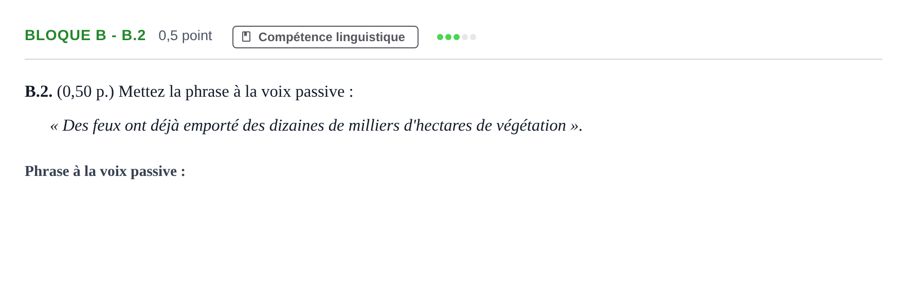 Enunciado: Bloque B - B.2 · Francés PAU Andalucía Examen 3 2020