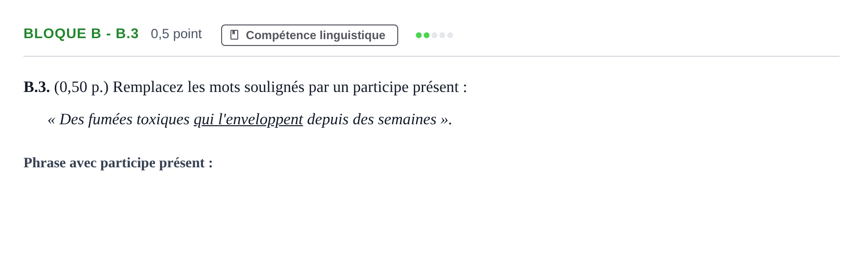 Enunciado: Bloque B - B.3 · Francés PAU Andalucía Examen 3 2020